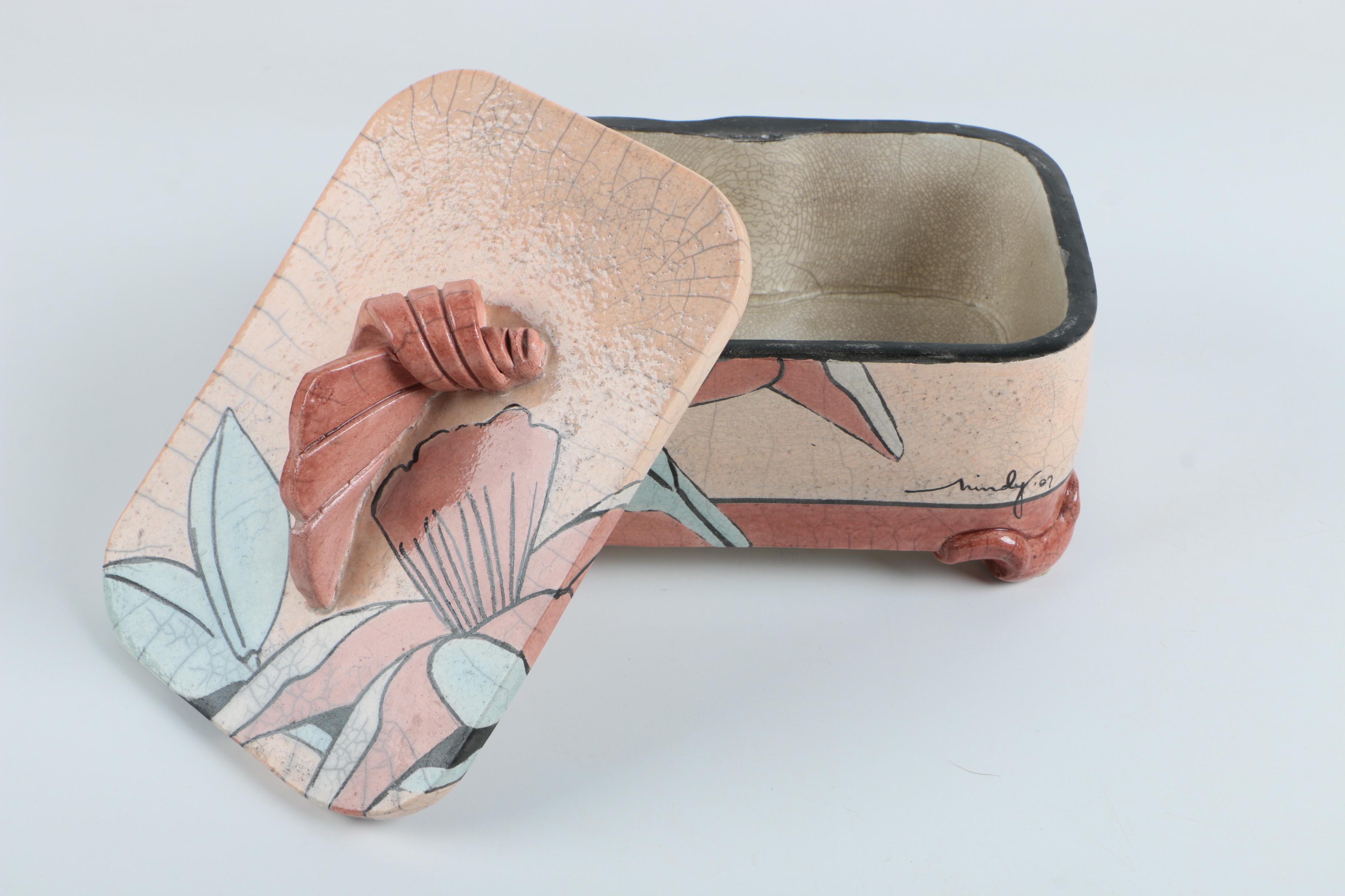 Hand Built Raku Fired Stoneware Box