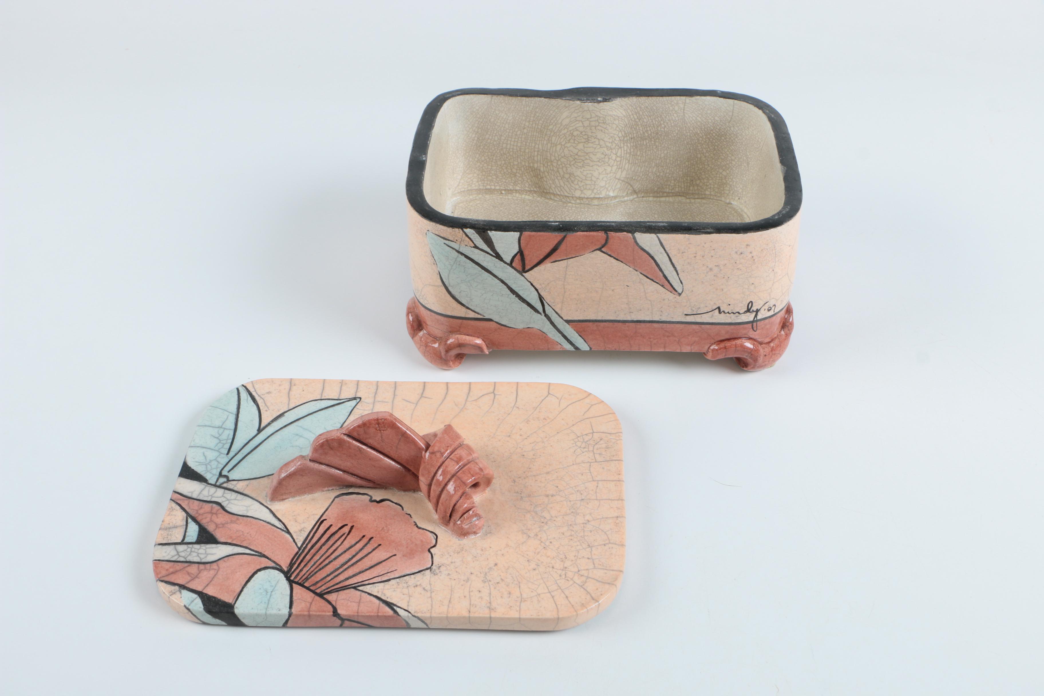 Hand Built Raku Fired Stoneware Box