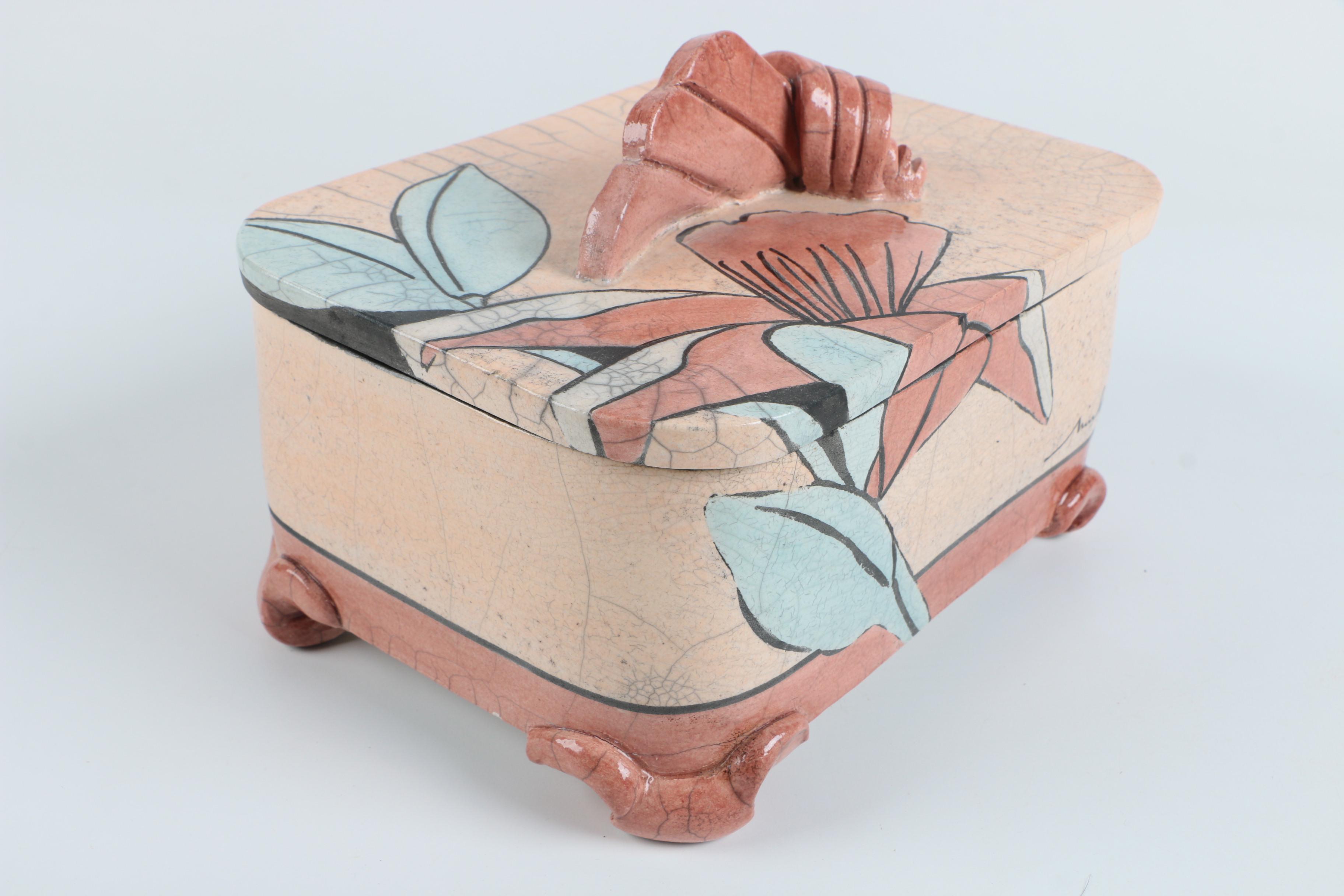 Hand Built Raku Fired Stoneware Box