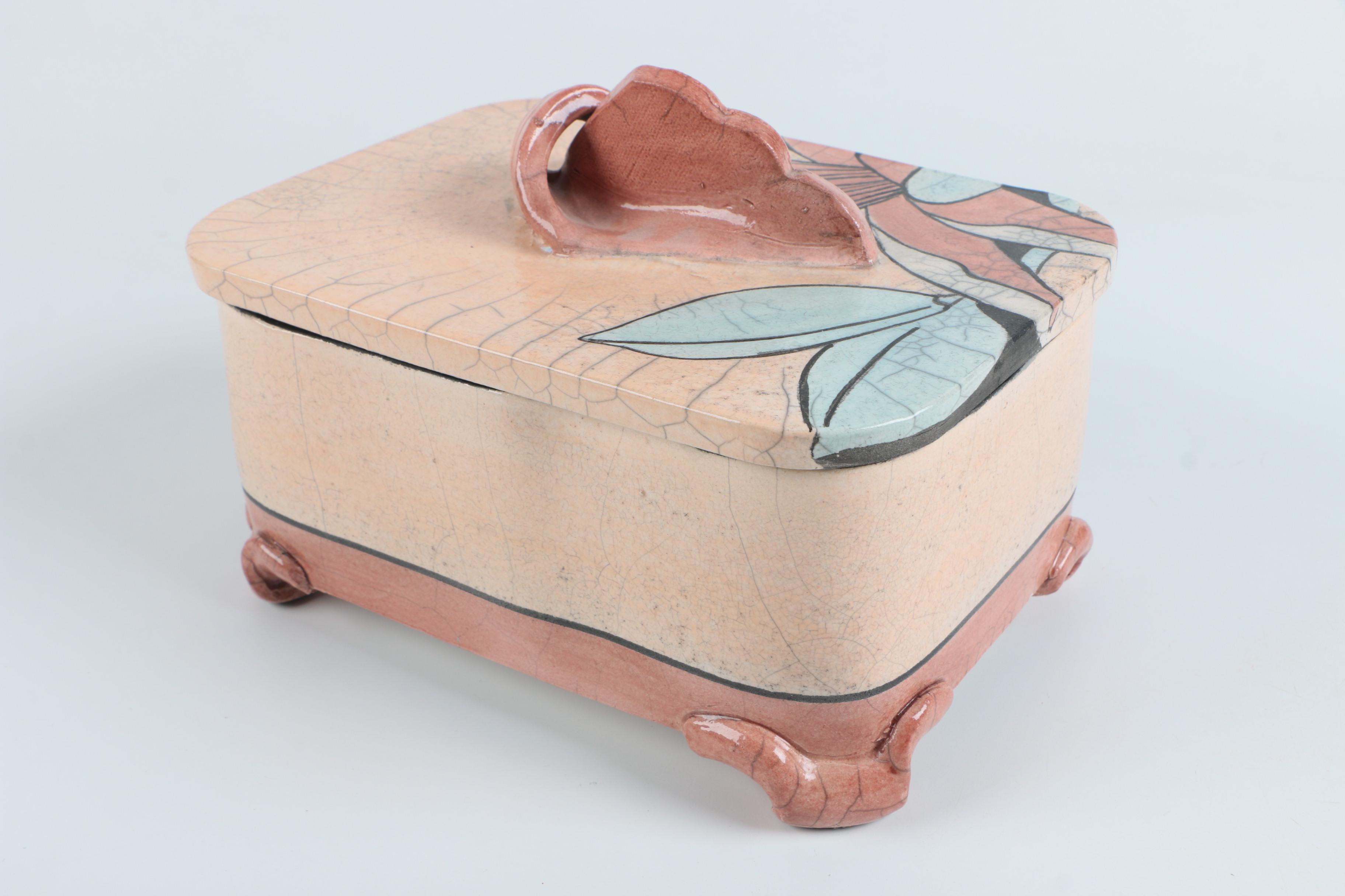 Hand Built Raku Fired Stoneware Box