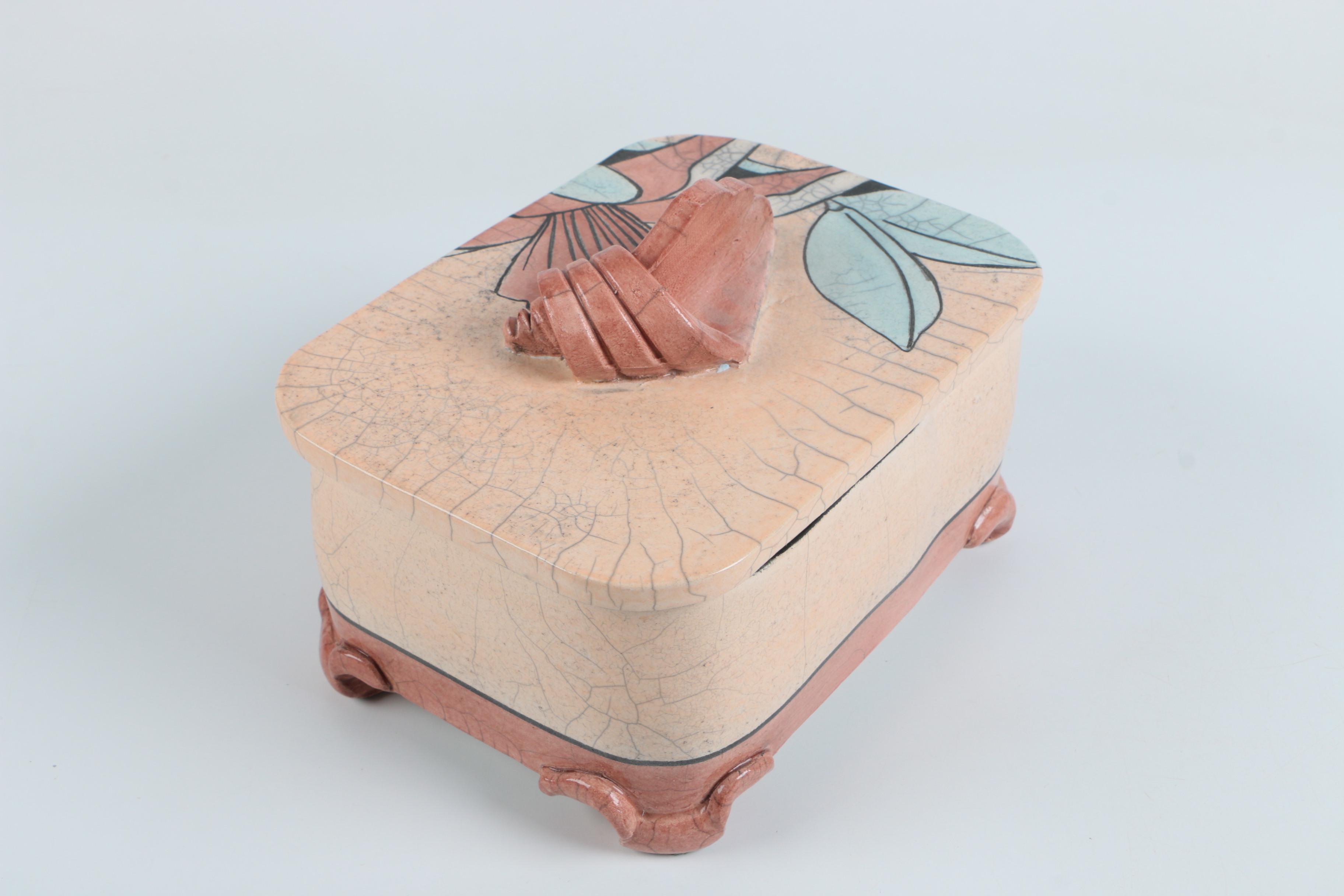 Hand Built Raku Fired Stoneware Box