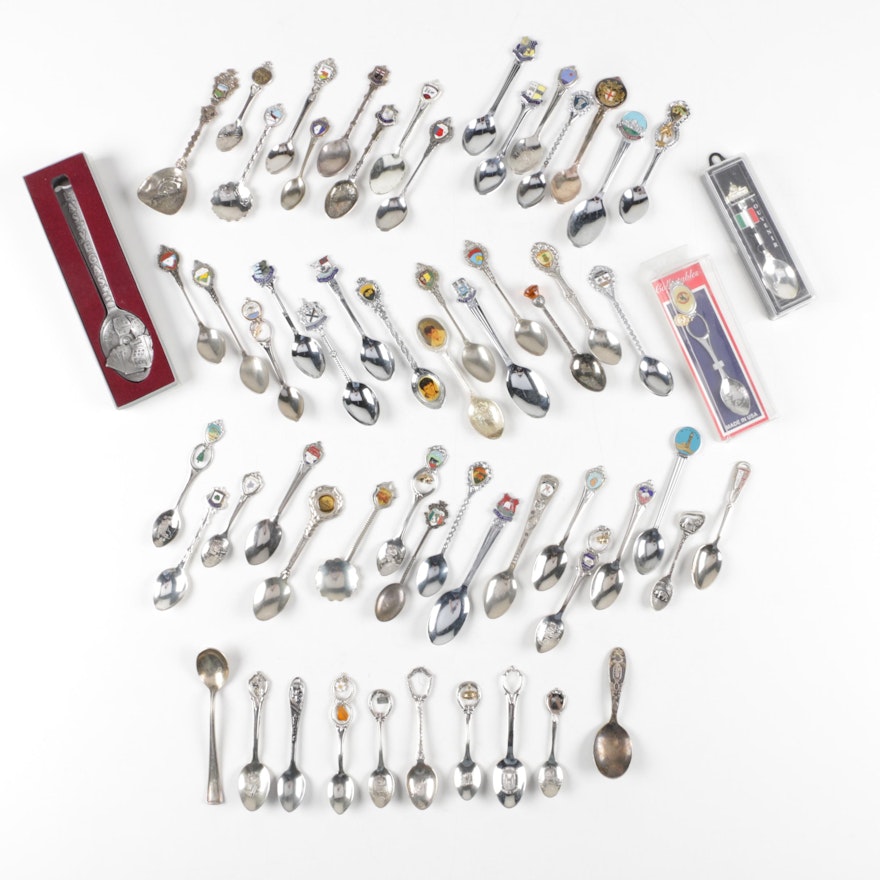Metal and Silver Plate Souvenir Spoon Collection