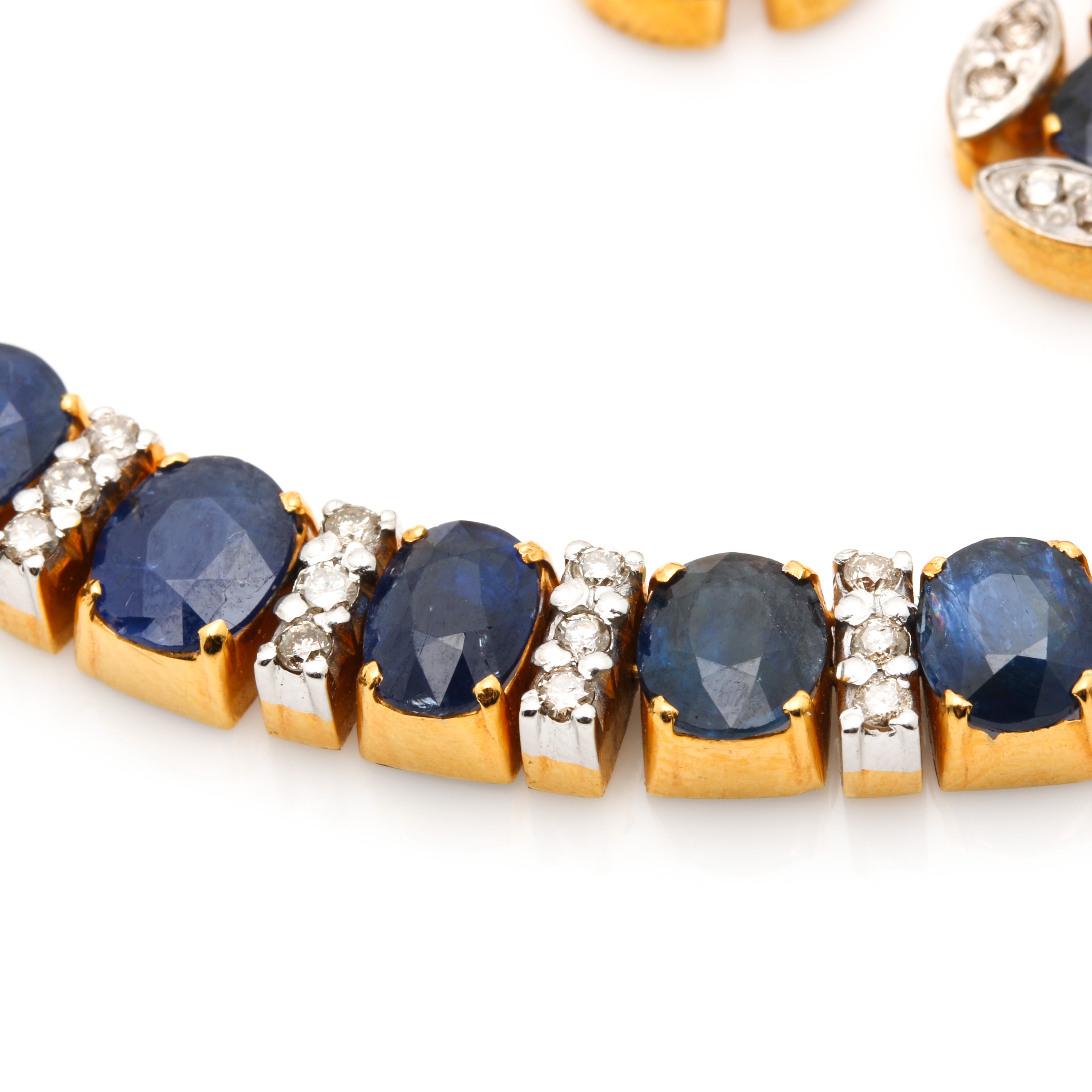 18K Yellow Gold 37.50 CTW Sapphire and 1.47 CTW Earrings and Necklace Selection
