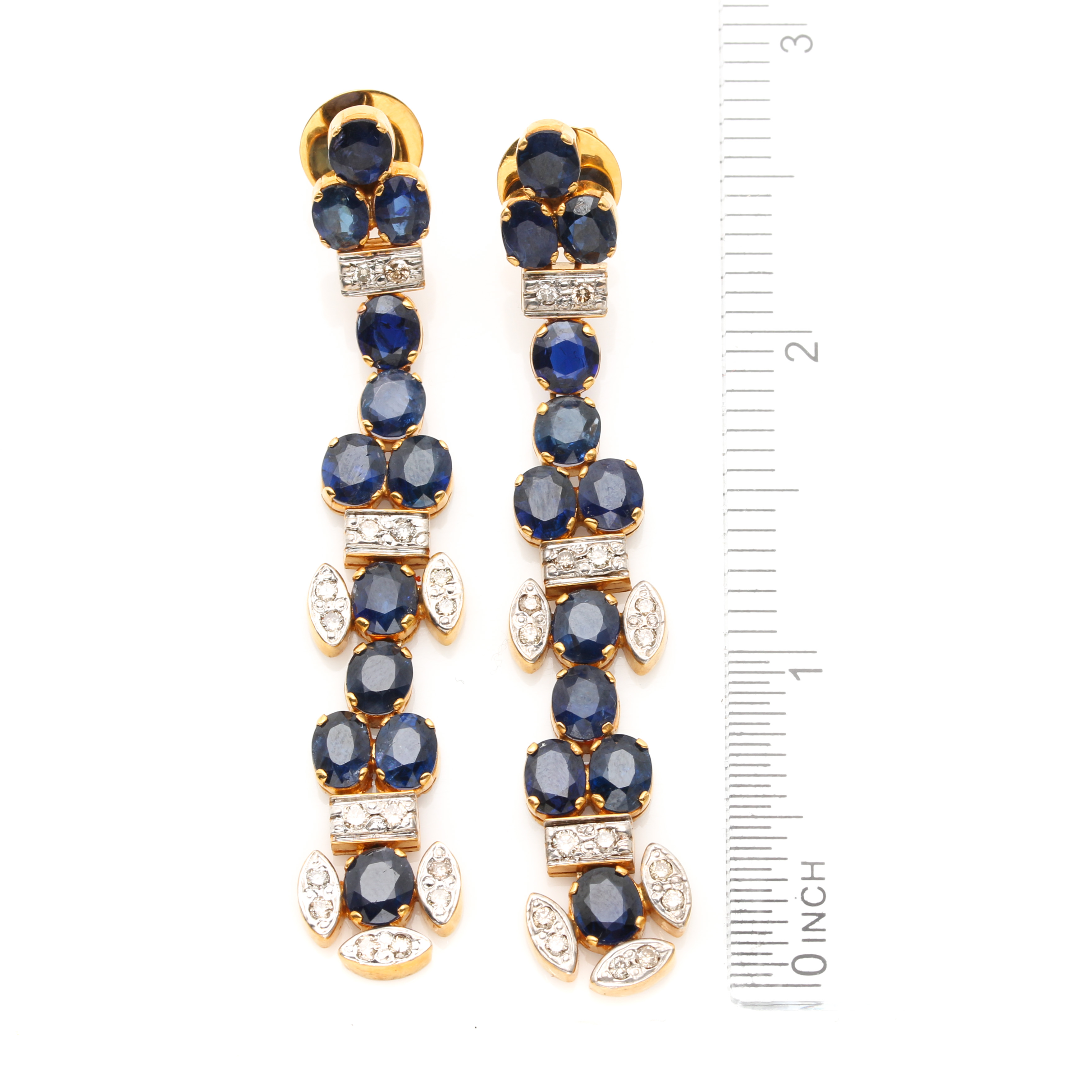 18K Yellow Gold 37.50 CTW Sapphire and 1.47 CTW Earrings and Necklace Selection