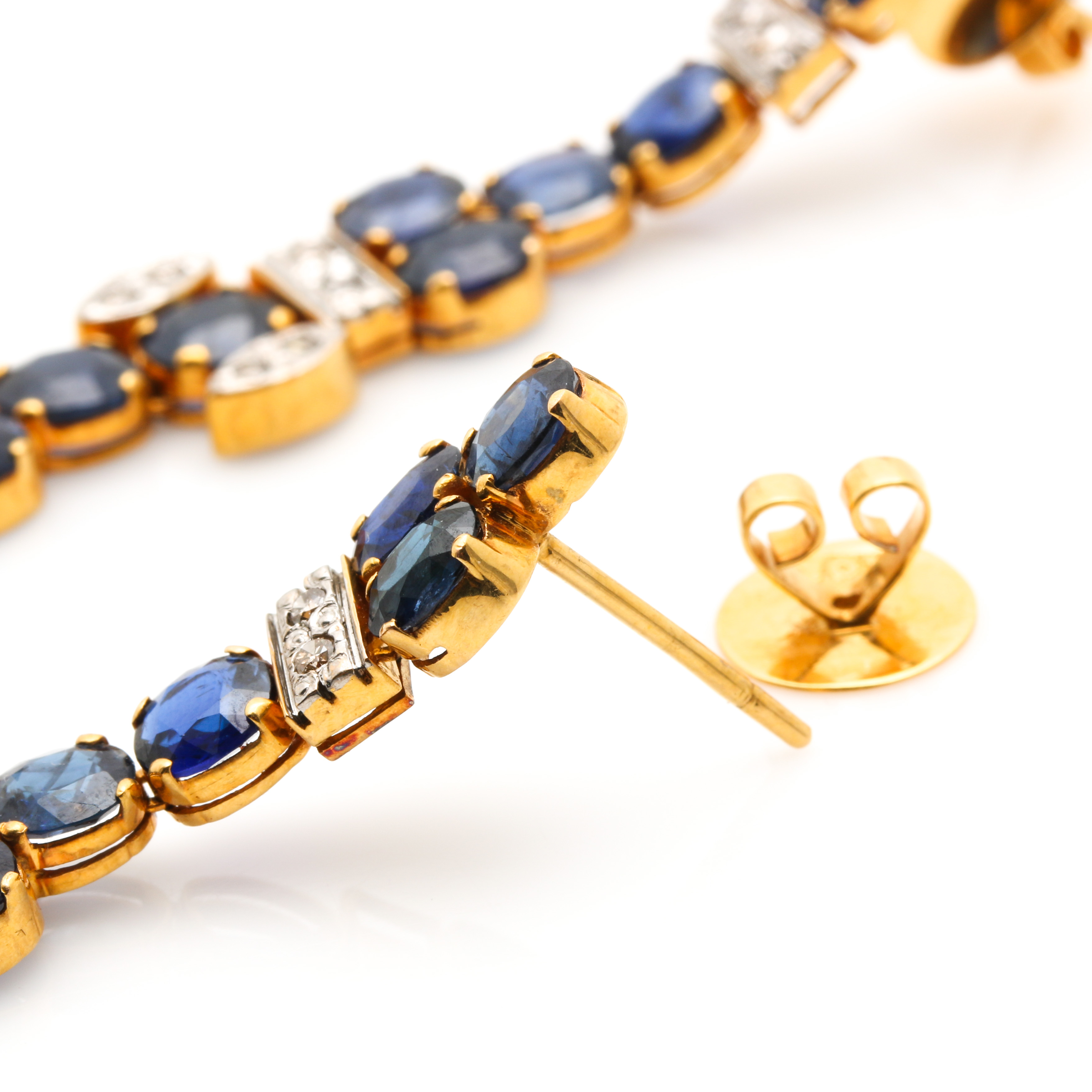 18K Yellow Gold 37.50 CTW Sapphire and 1.47 CTW Earrings and Necklace Selection