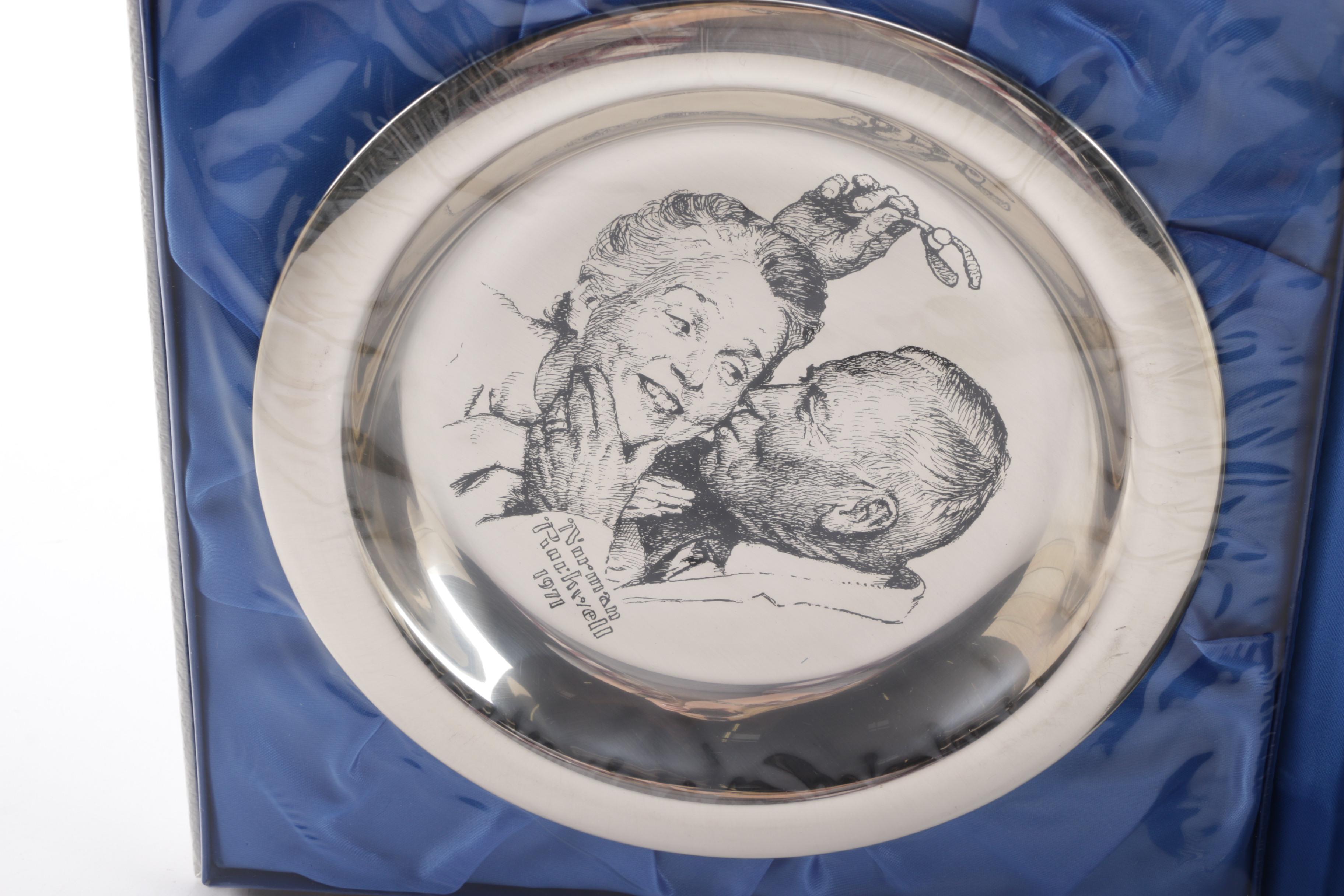 Franklin Mint Norman Rockwell Sterling Silver Christmas Collector's Plates