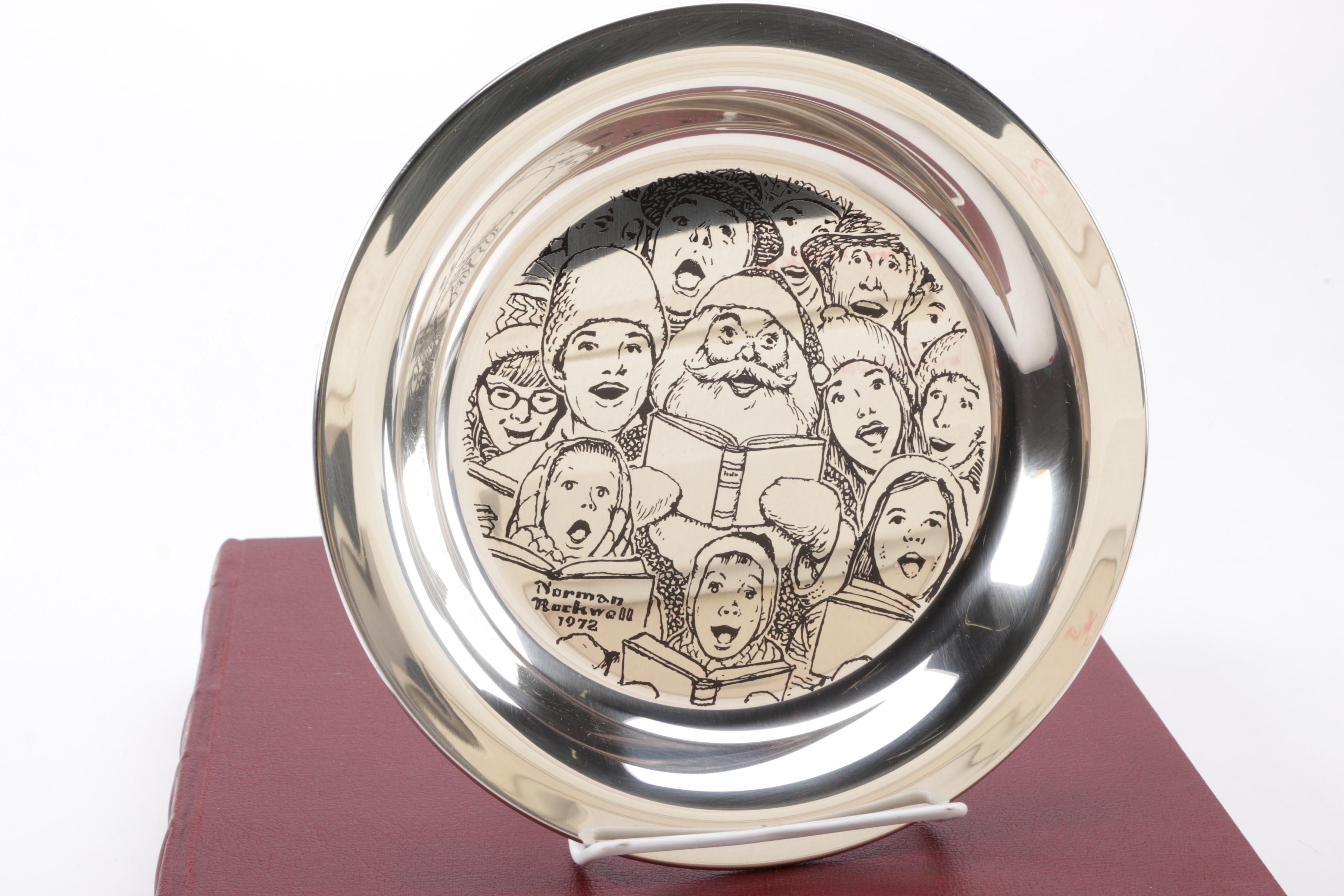 Franklin Mint Norman Rockwell Sterling Silver Christmas Collector's Plates