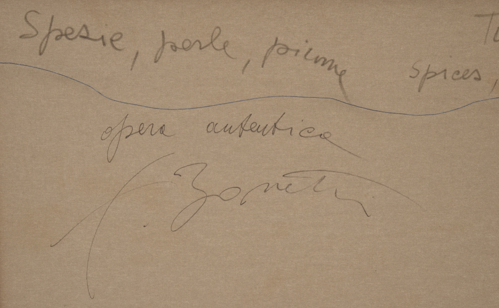 Franco Bonetti Signed Oil Painting "Spices, Pearls, Feathers"