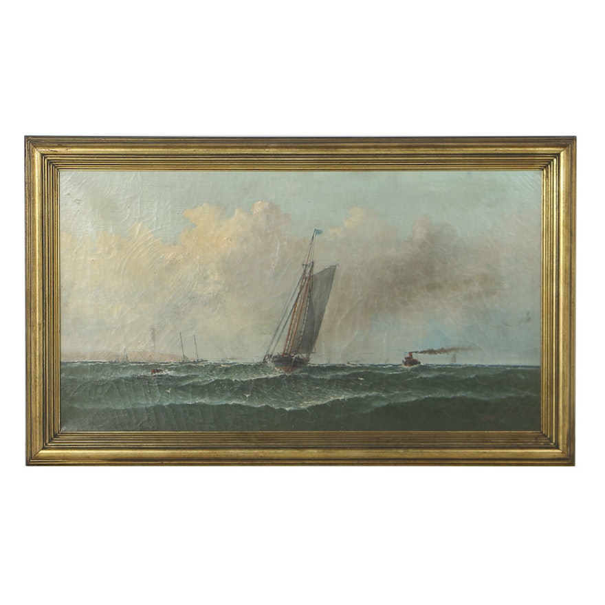 Charles Dyer Shed Oil Painting on Canvas of Marine Scene