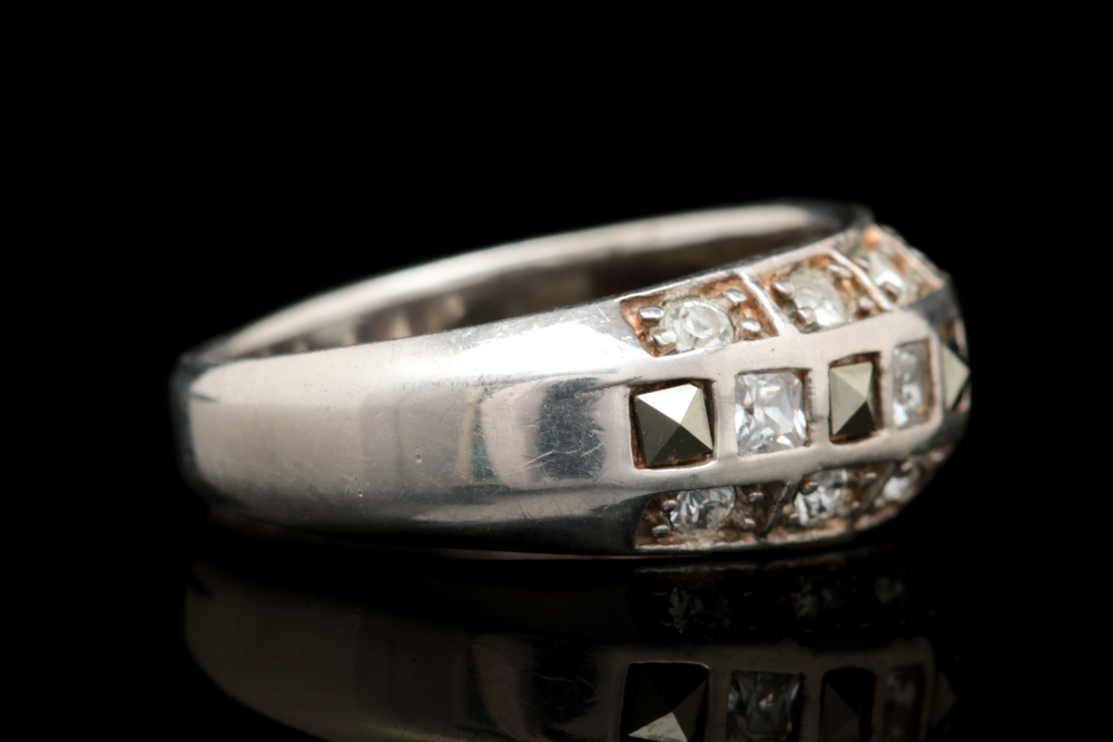 Sterling Silver, Rhinestone and Marcasite Ring