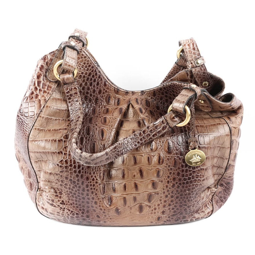 Brahmin Croc Embossed Leather Handbag
