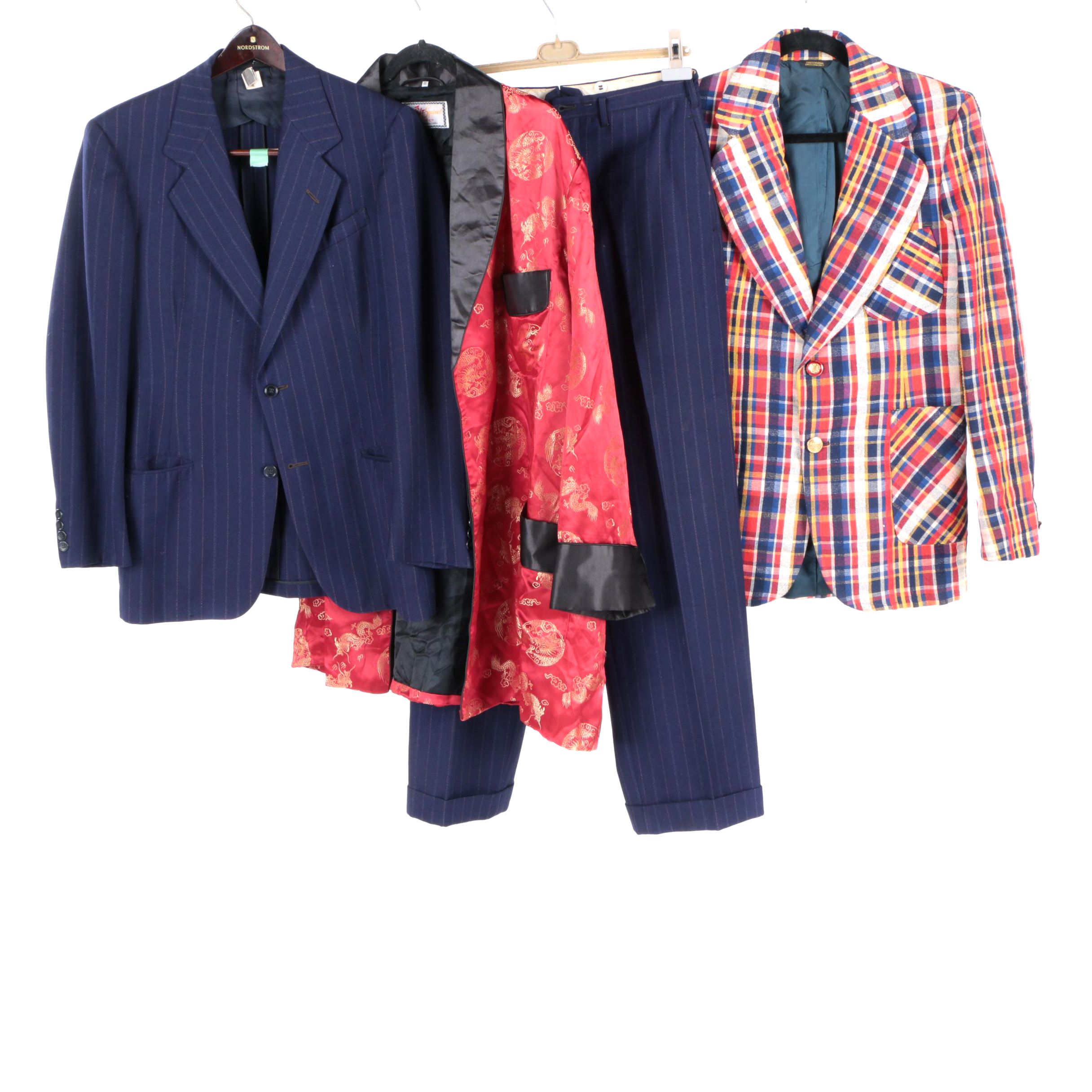 Men's Vintage Clothing Including 1960's Chinese Solz Squirrel Smoking Jacket