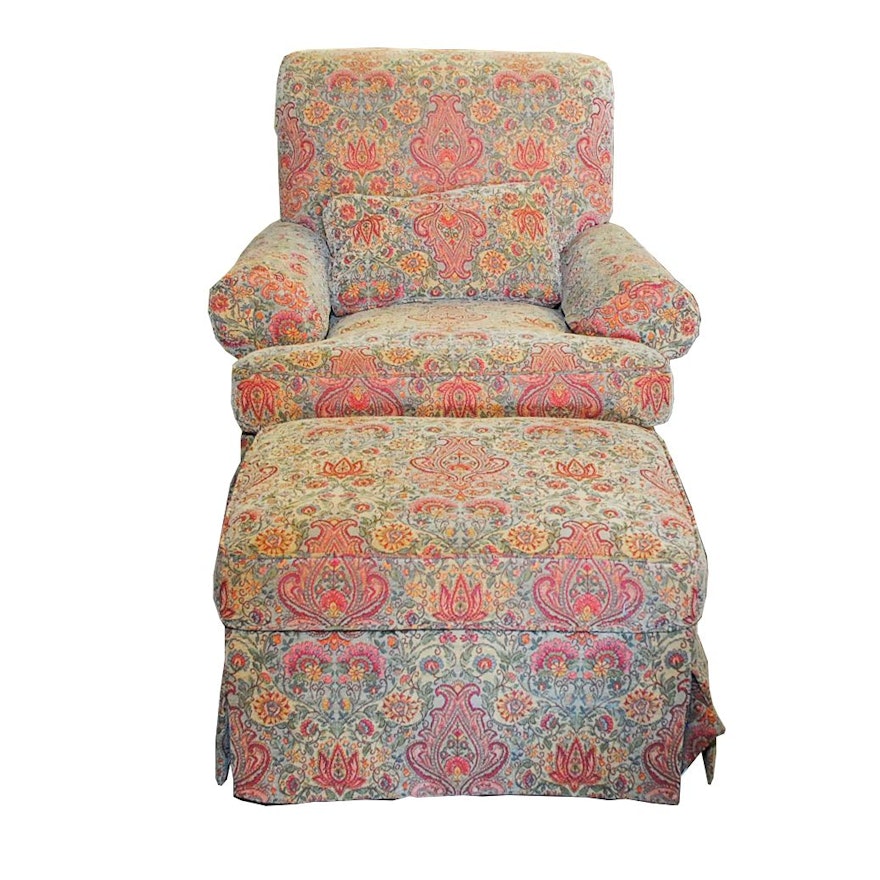 Upholstered Armchair and Ottoman from Calico Corners