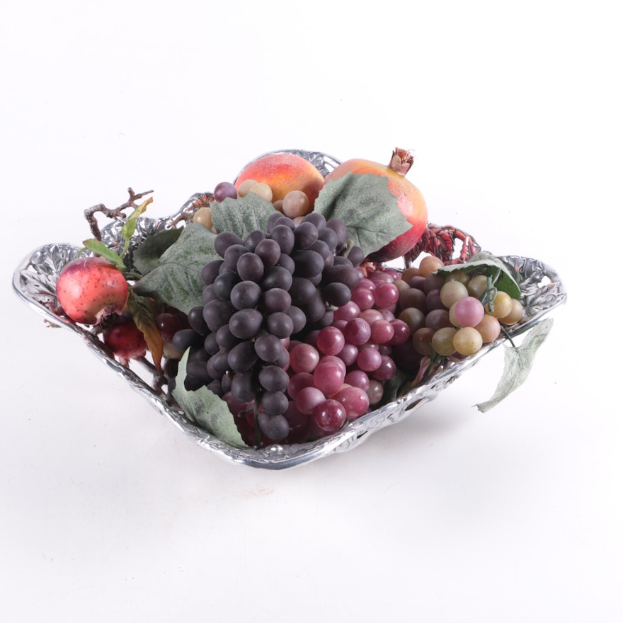 Arthur Court "Grape" Bowl with Decorative Artificial Fruit