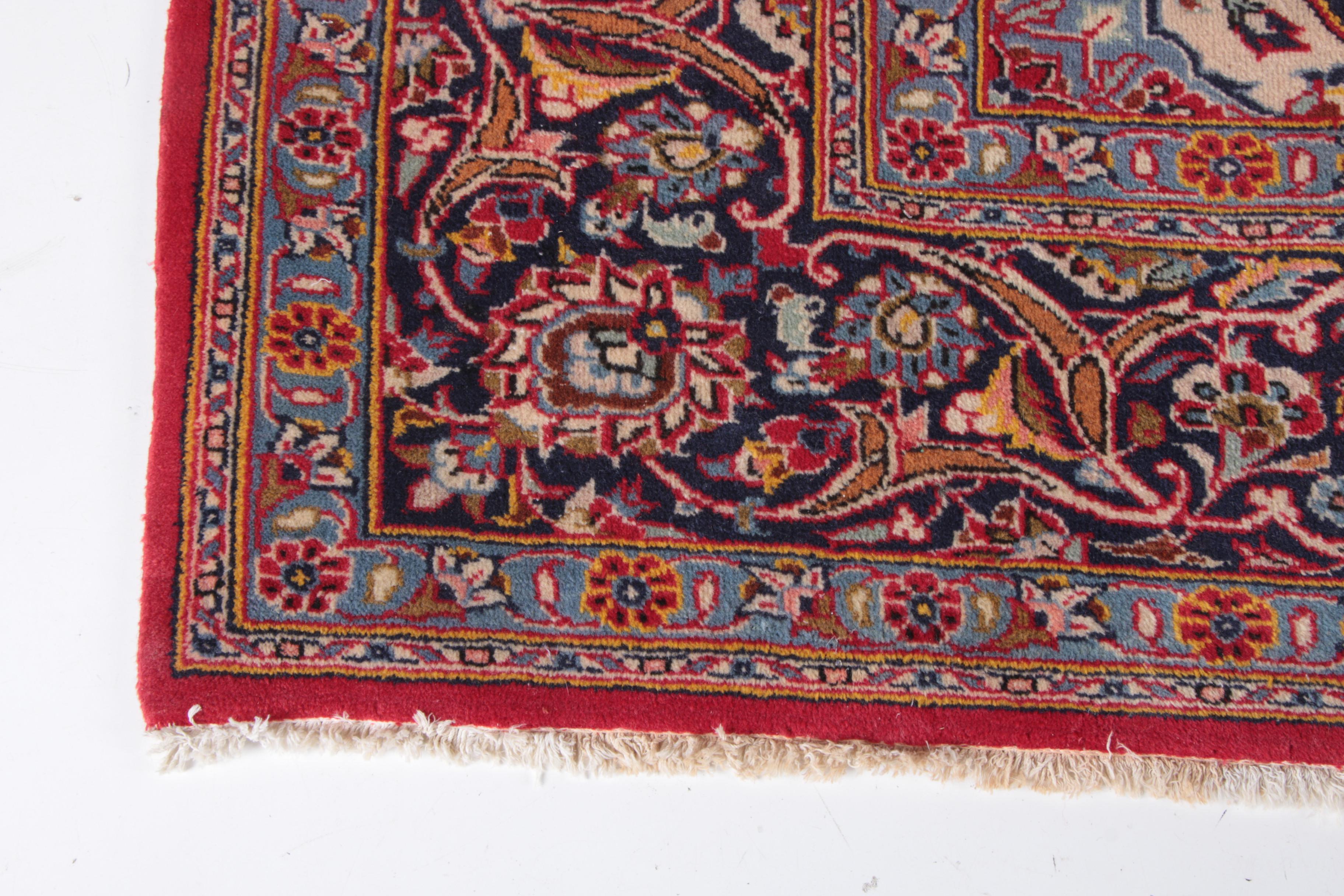 Hand-Knotted Persian Kashan Wool Area Rug
