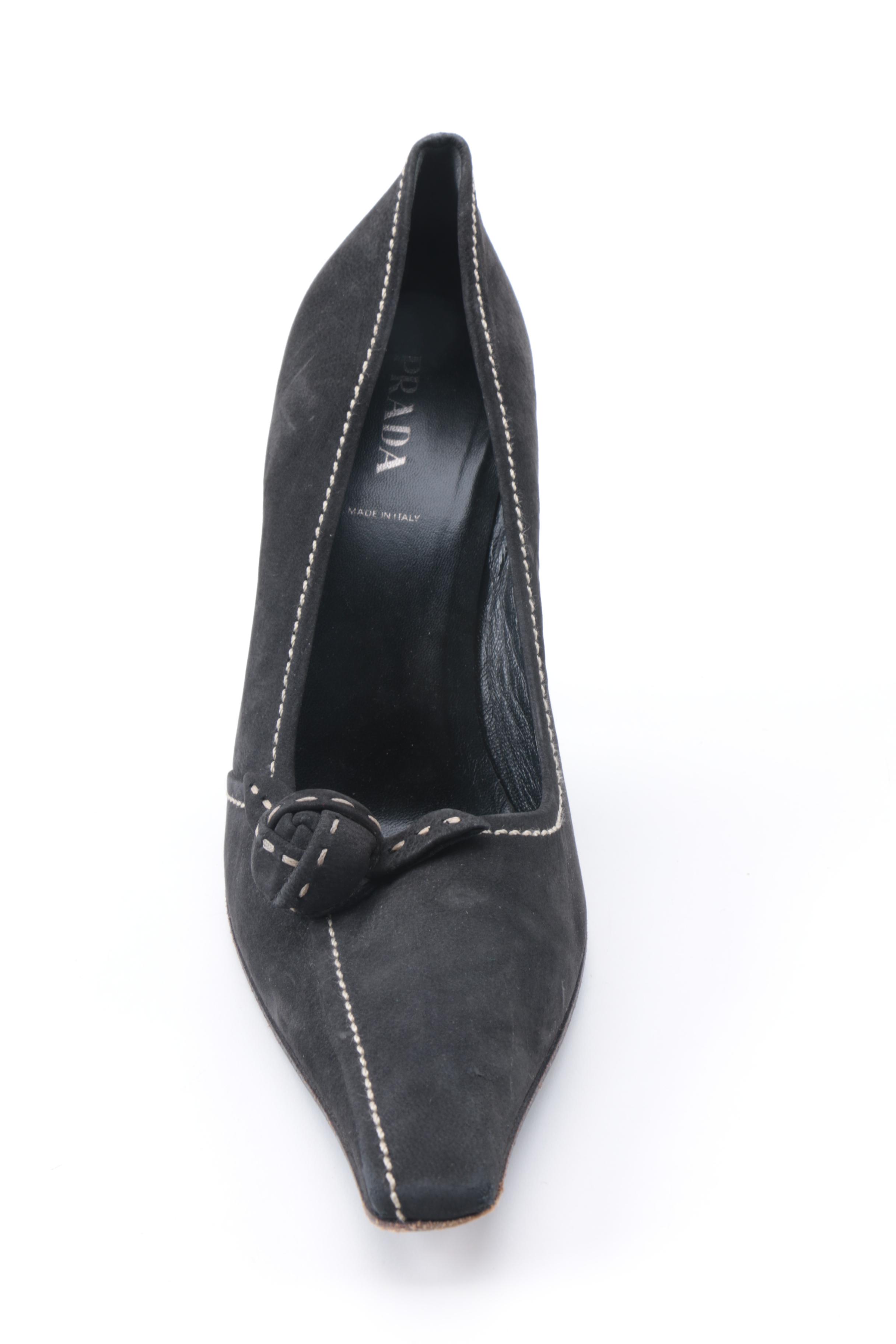 Prada Black Suede Heels