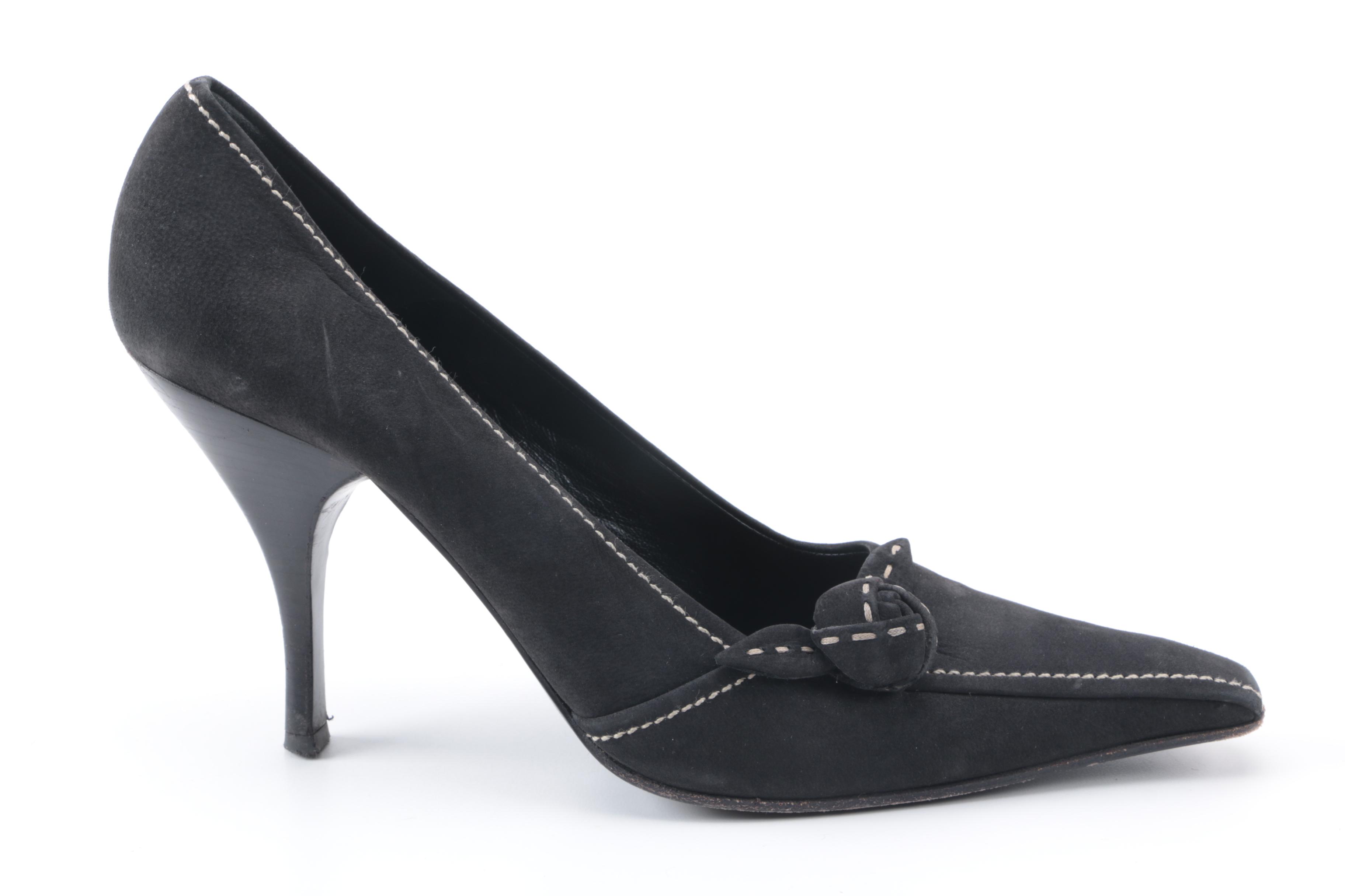 Prada Black Suede Heels