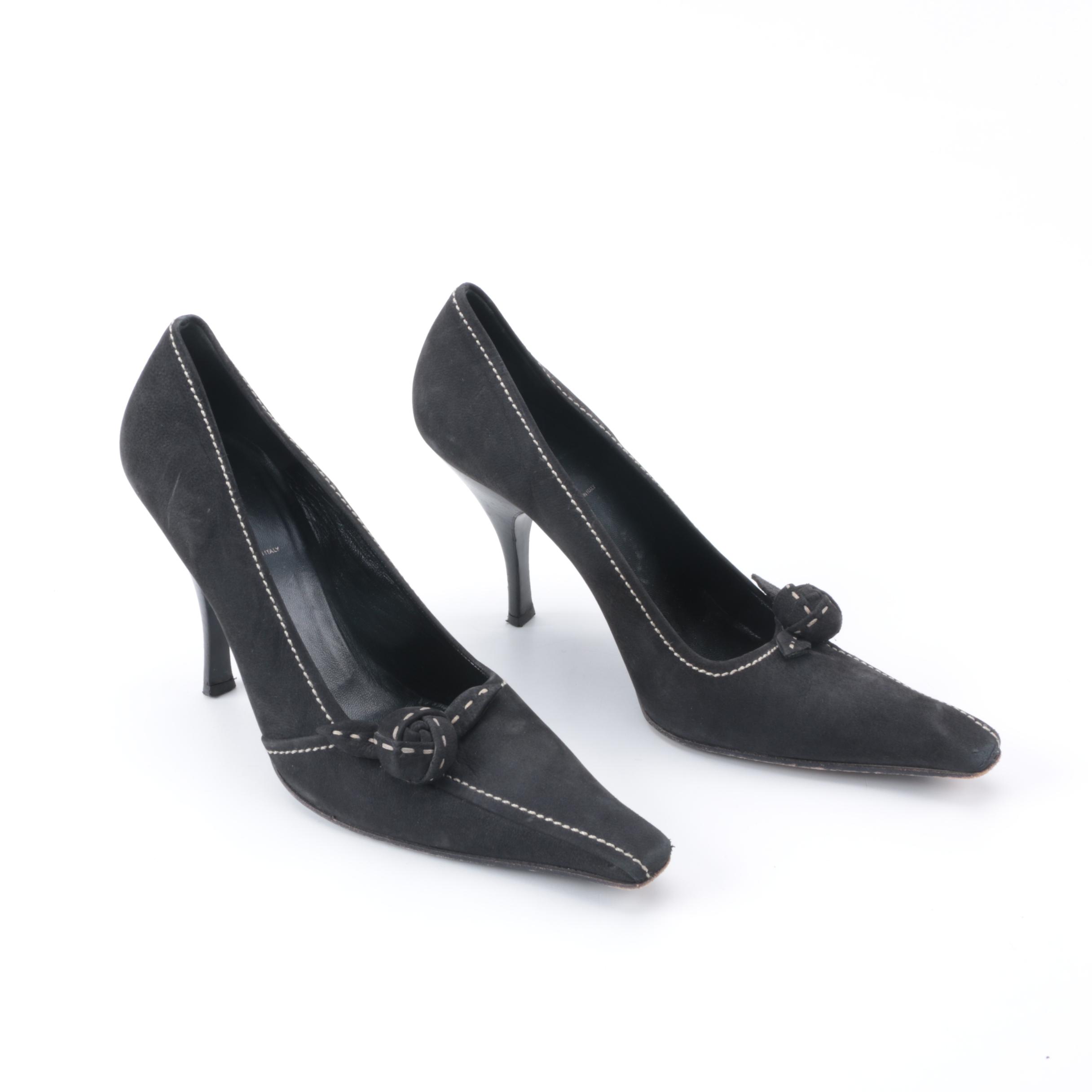 Prada Black Suede Heels