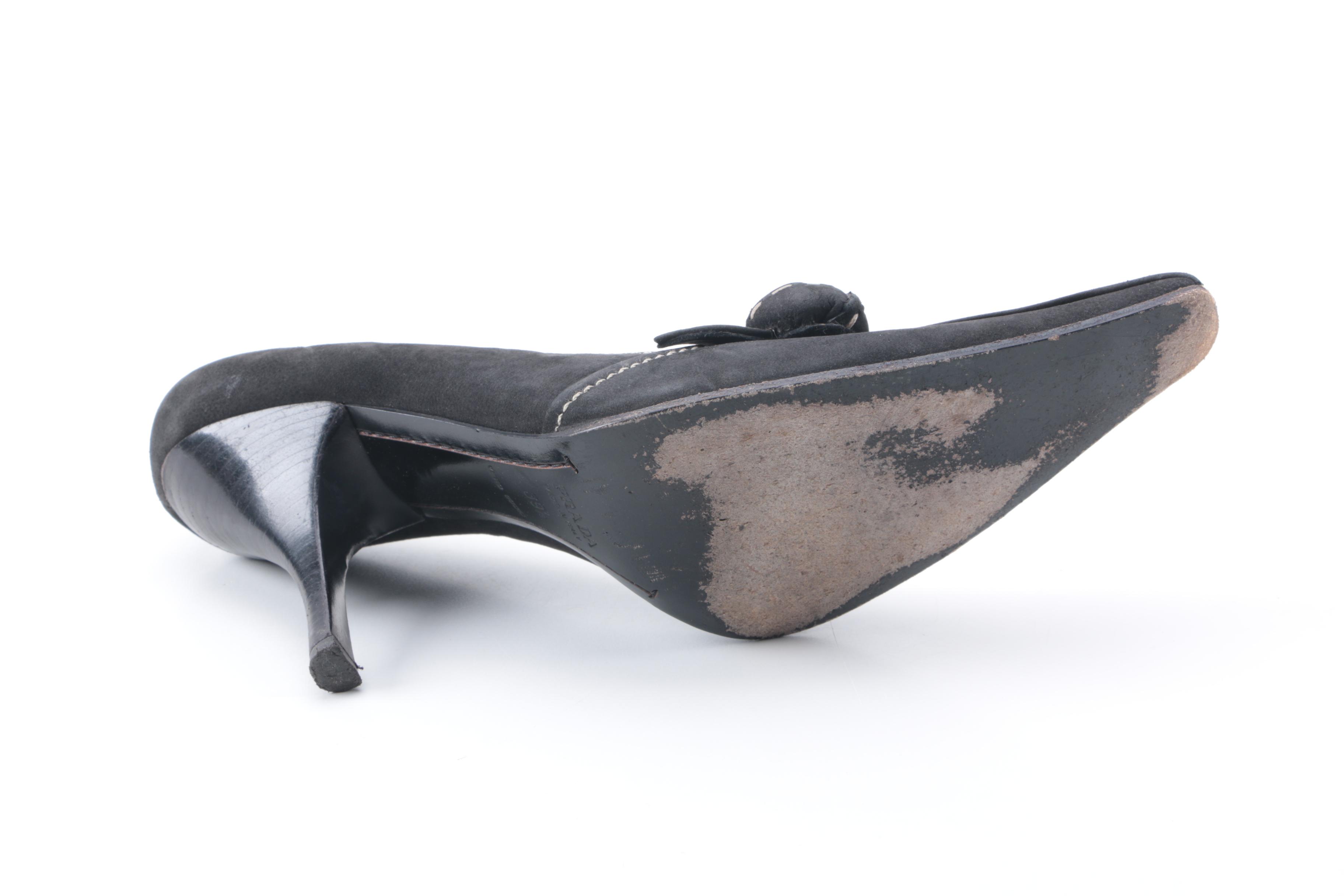 Prada Black Suede Heels