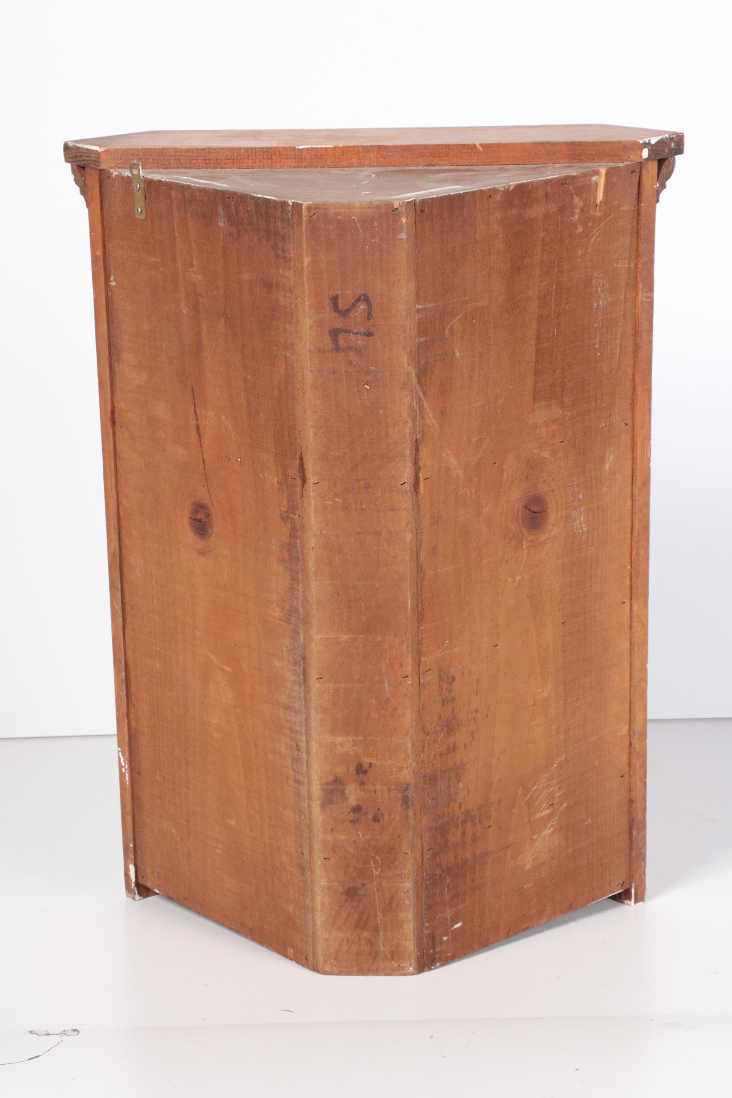 Vintage Folk Art Hanging Corner Cupboard by H.E. Kirstel