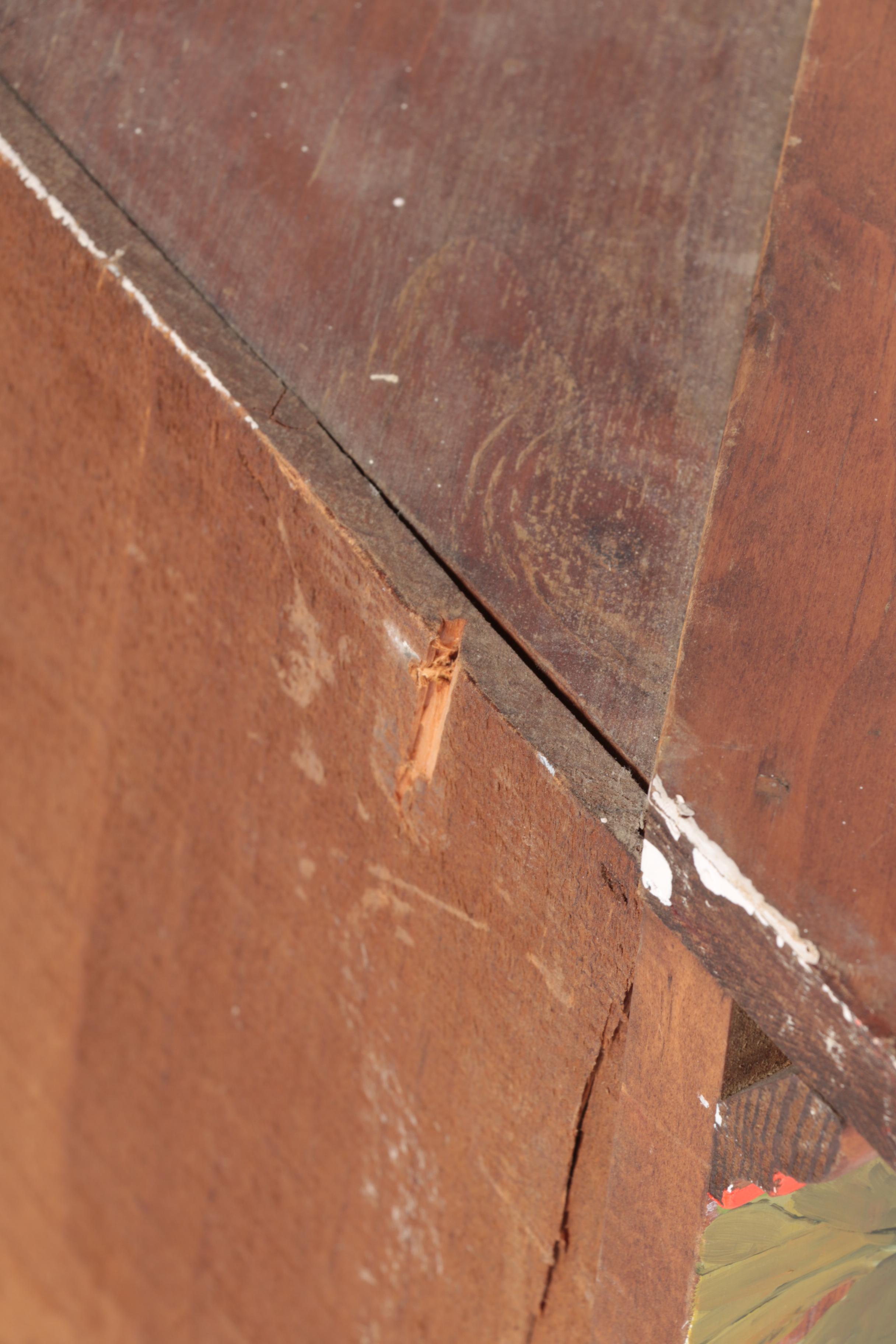 Vintage Folk Art Hanging Corner Cupboard by H.E. Kirstel