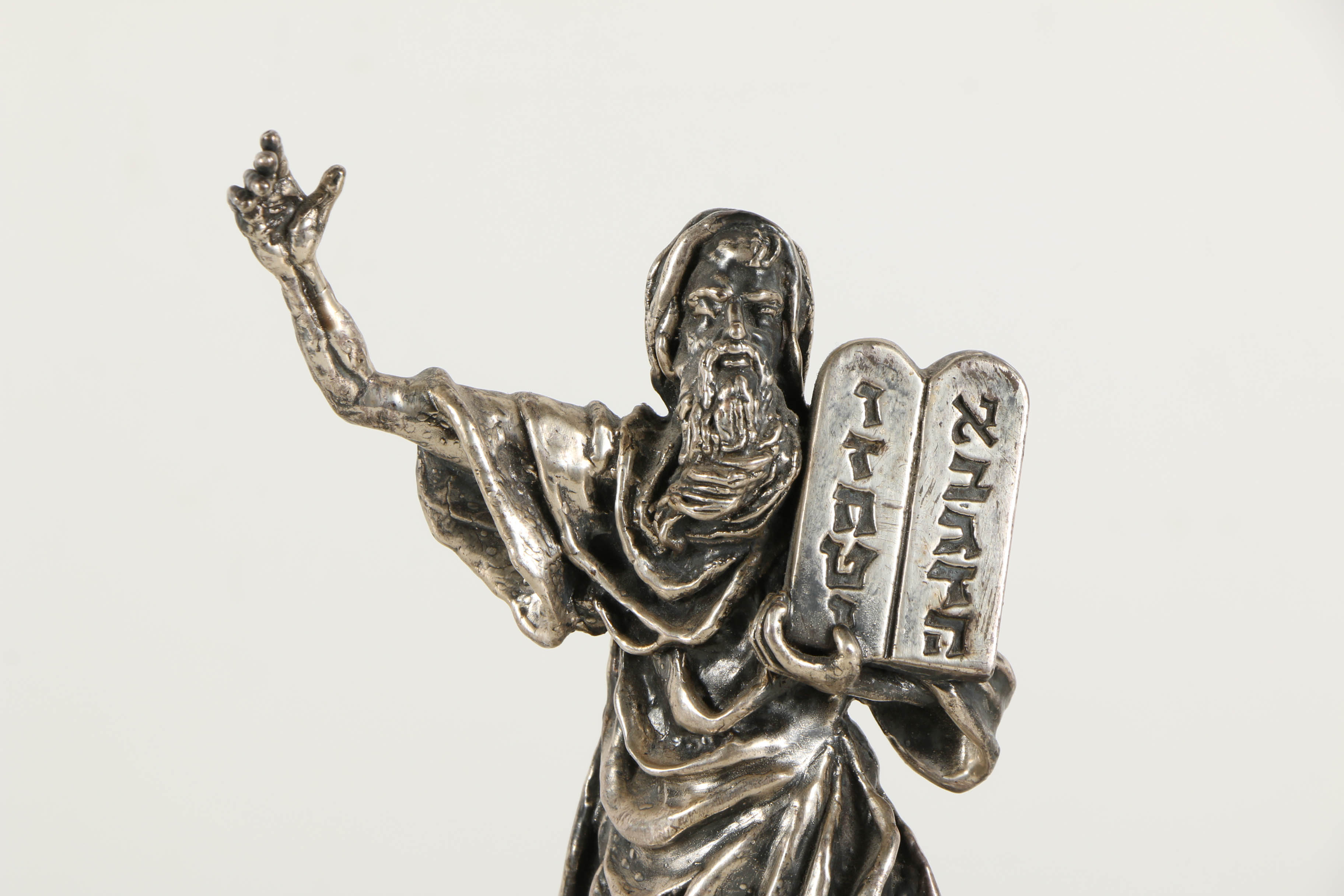 Yaacov Heller Limited Edition Sterling Silver Statue of Moses on a Marble Base
