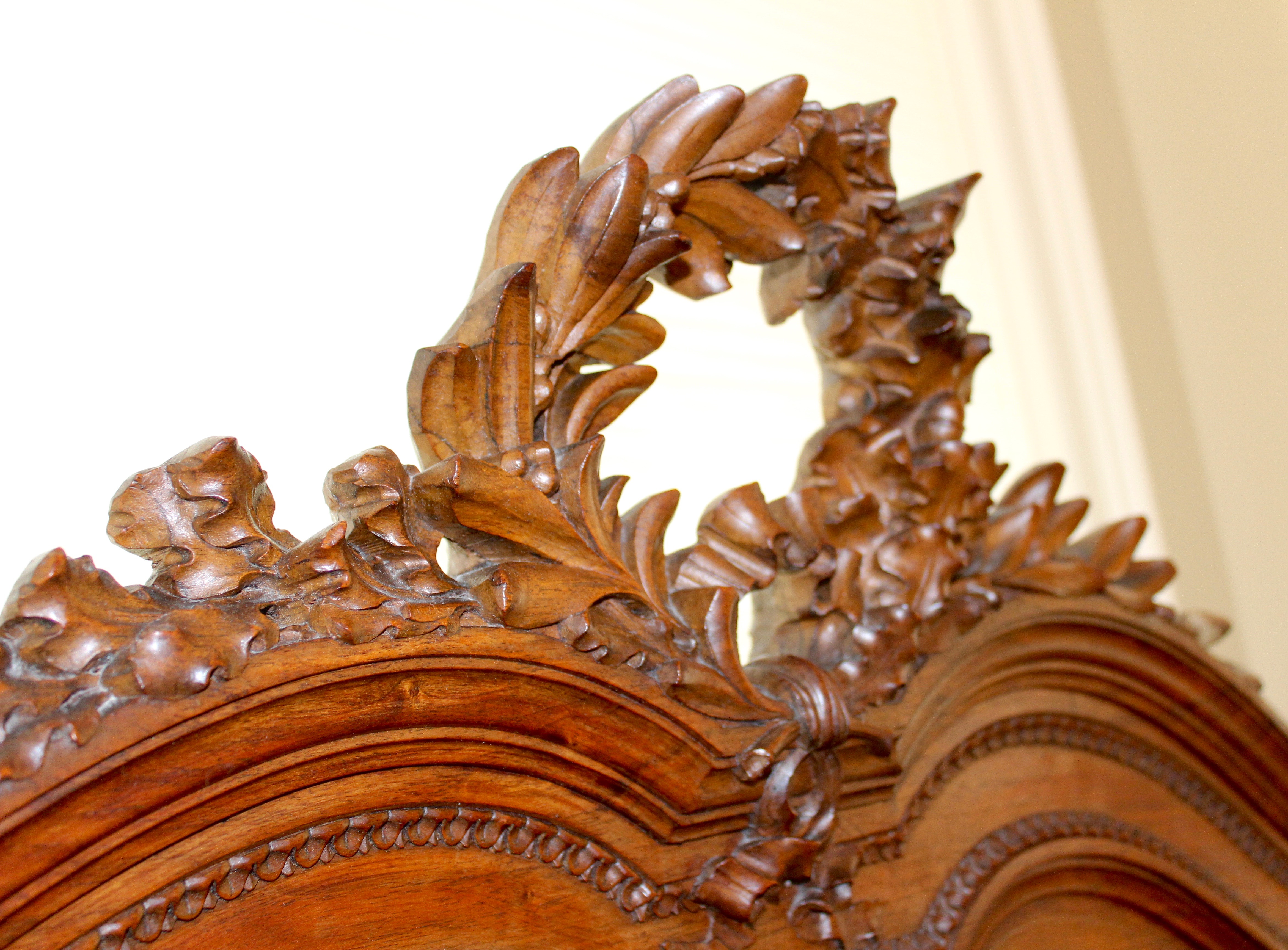 Antique French Louis XVI-Style Bed Frame With Queen-Size Mattress Set