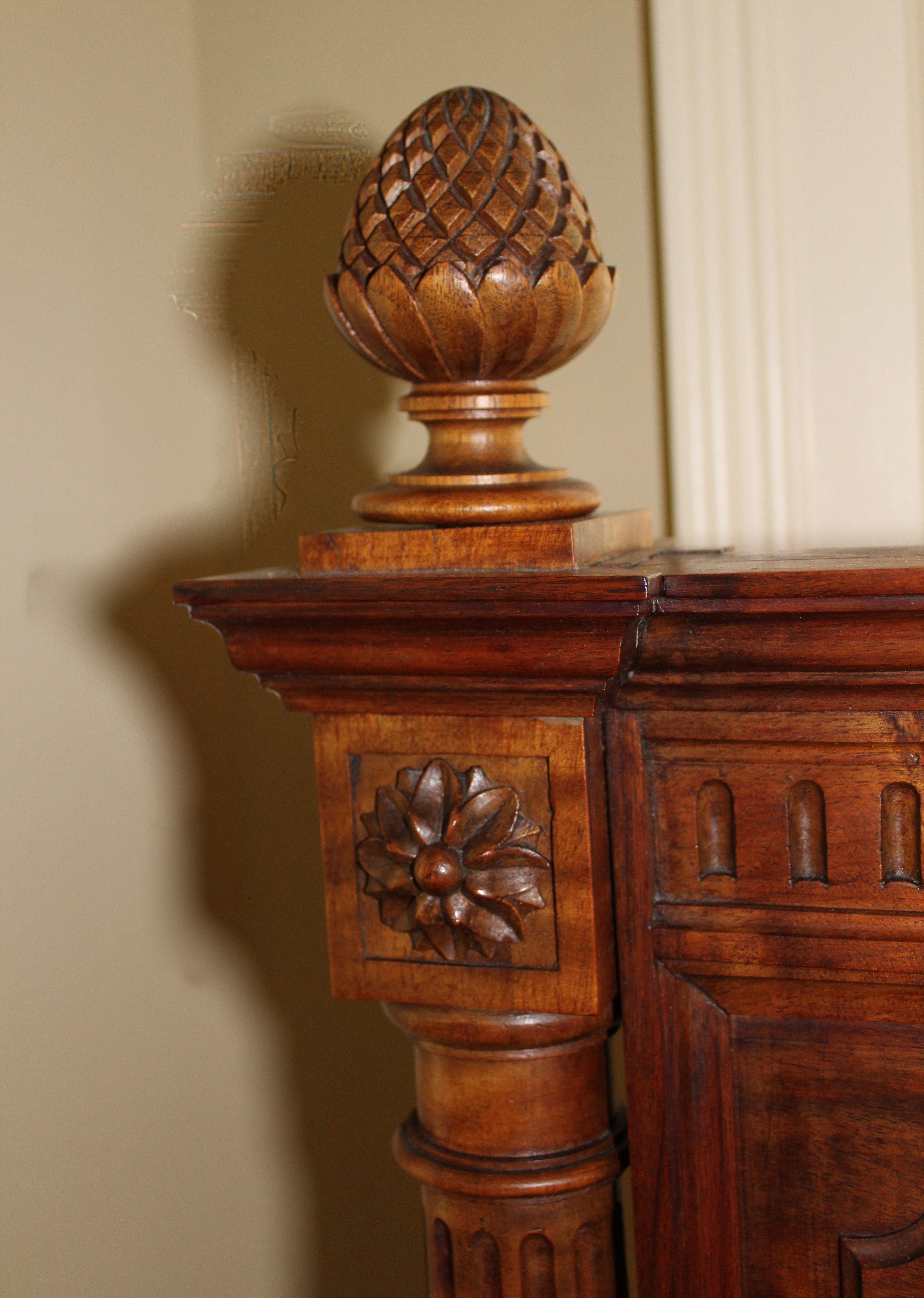 Antique French Louis XVI-Style Bed Frame With Queen-Size Mattress Set