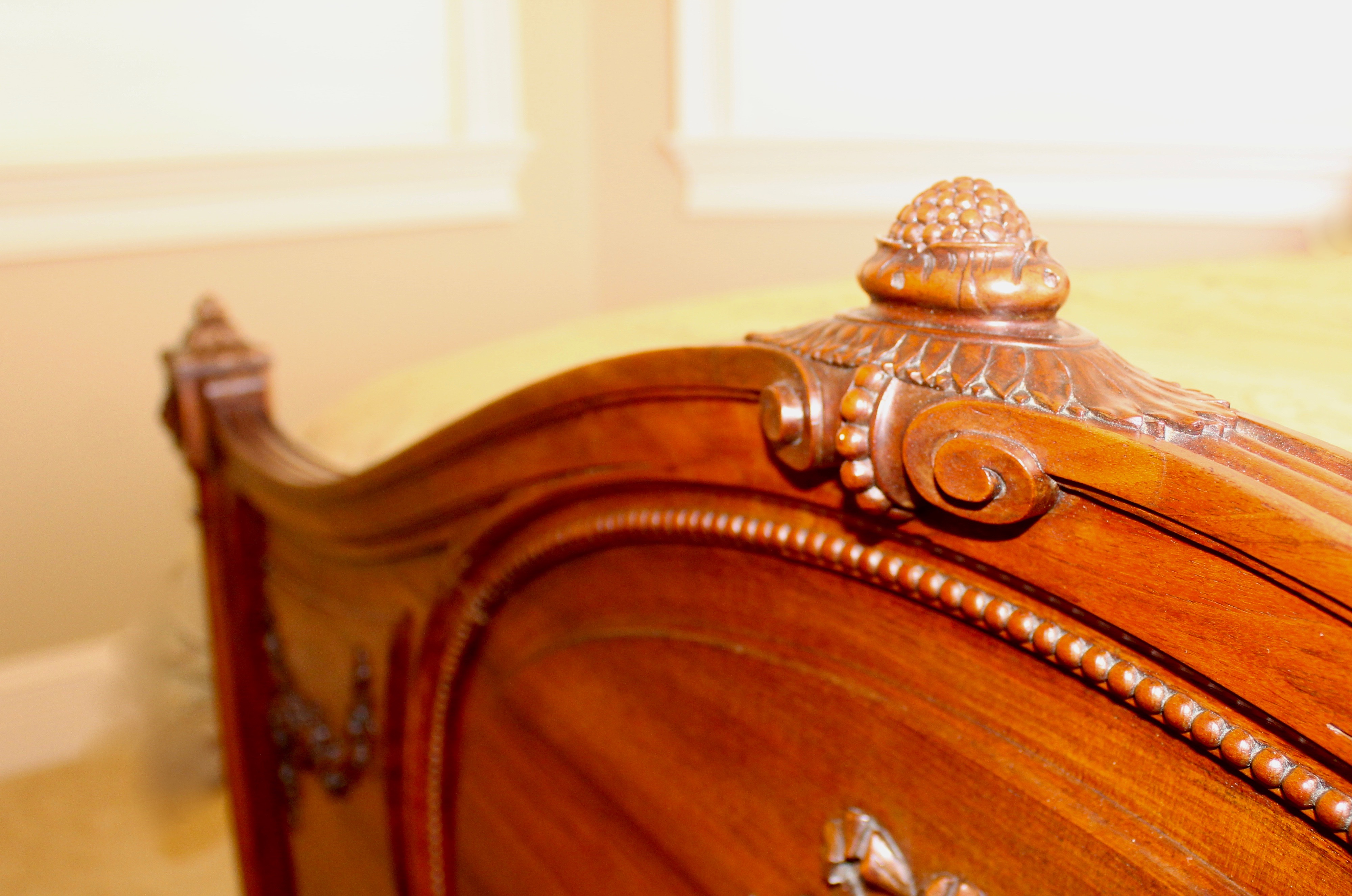 Antique French Louis XVI-Style Bed Frame With Queen-Size Mattress Set