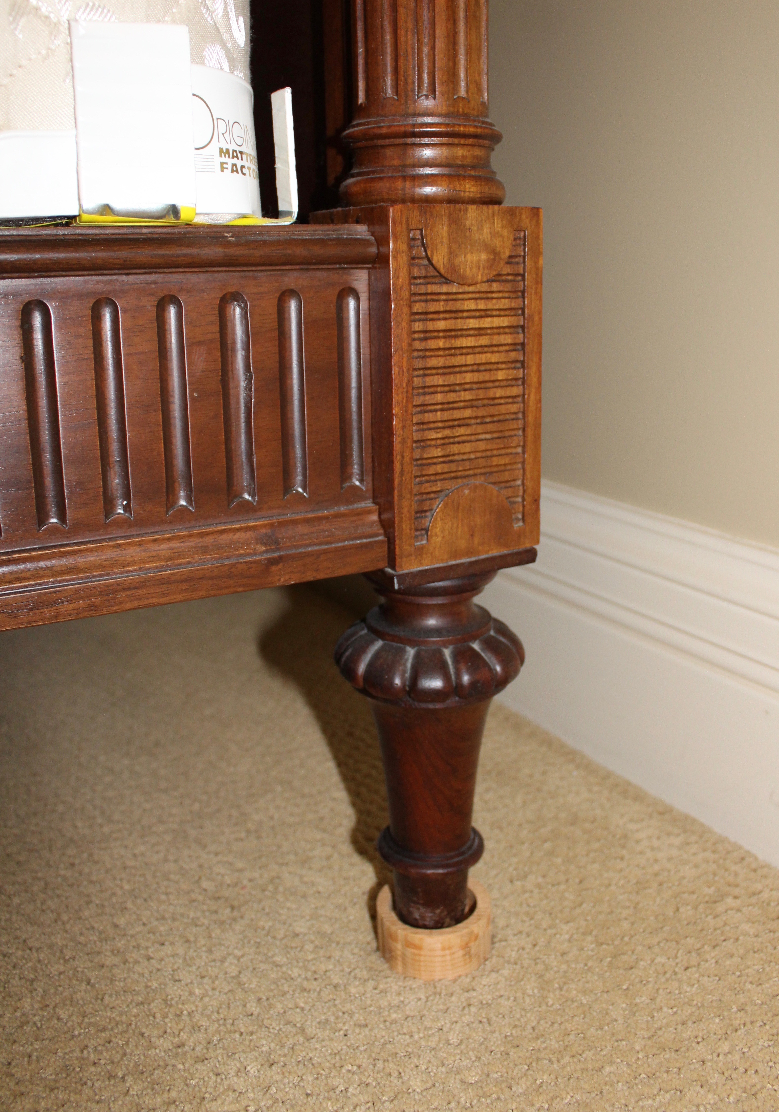 Antique French Louis XVI-Style Bed Frame With Queen-Size Mattress Set