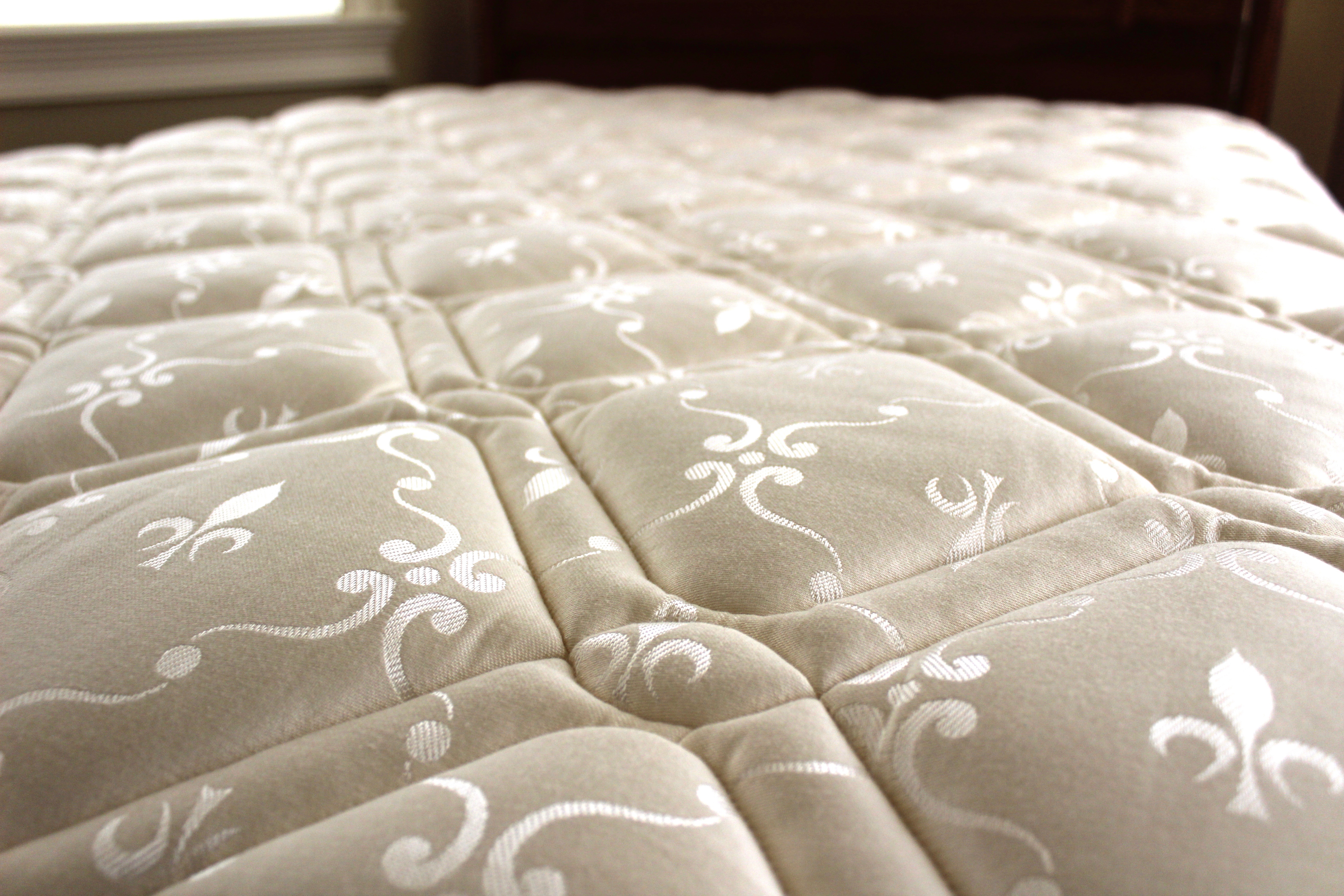 Antique French Louis XVI-Style Bed Frame With Queen-Size Mattress Set