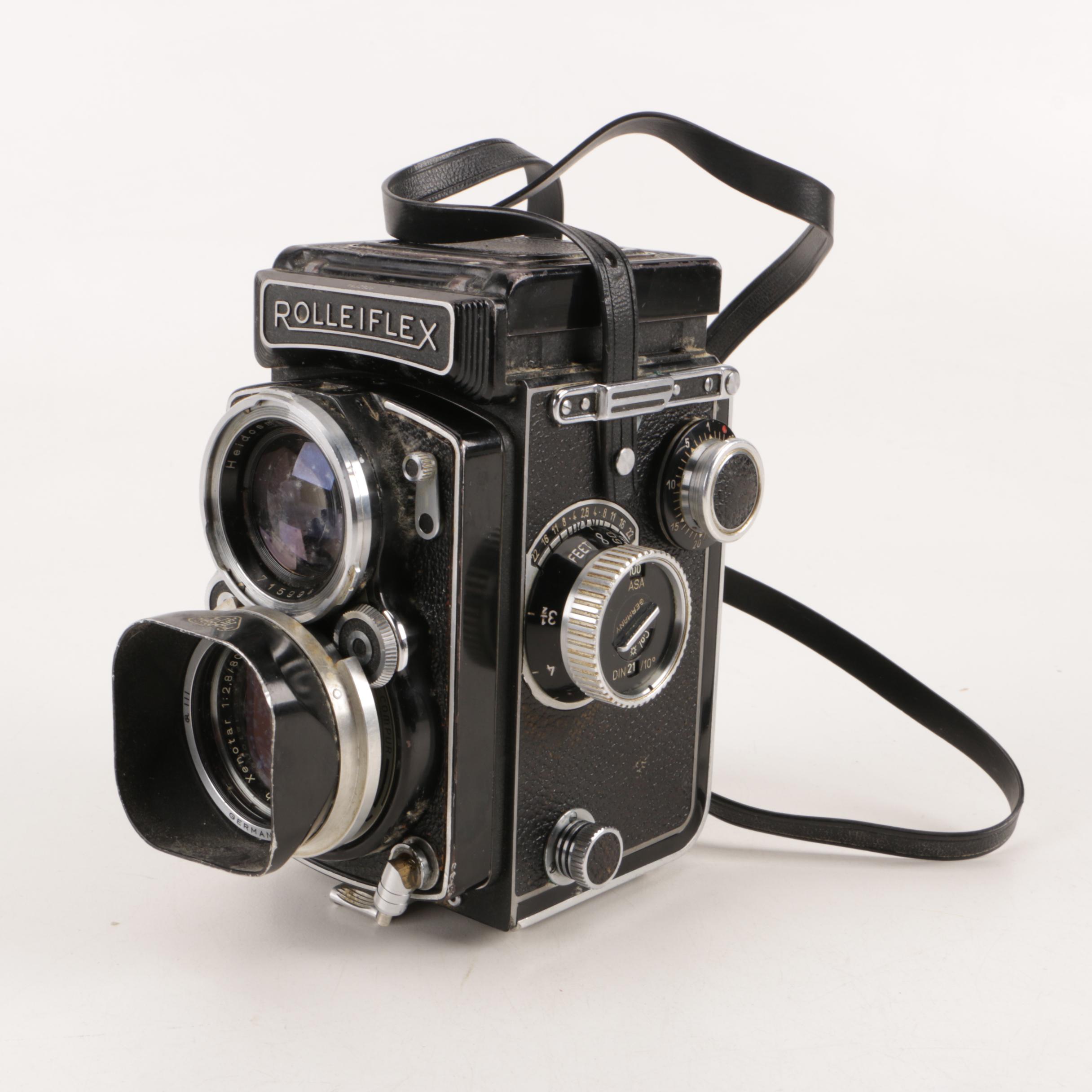 Vintage Rolleiflex Camera and Sunpak Flash
