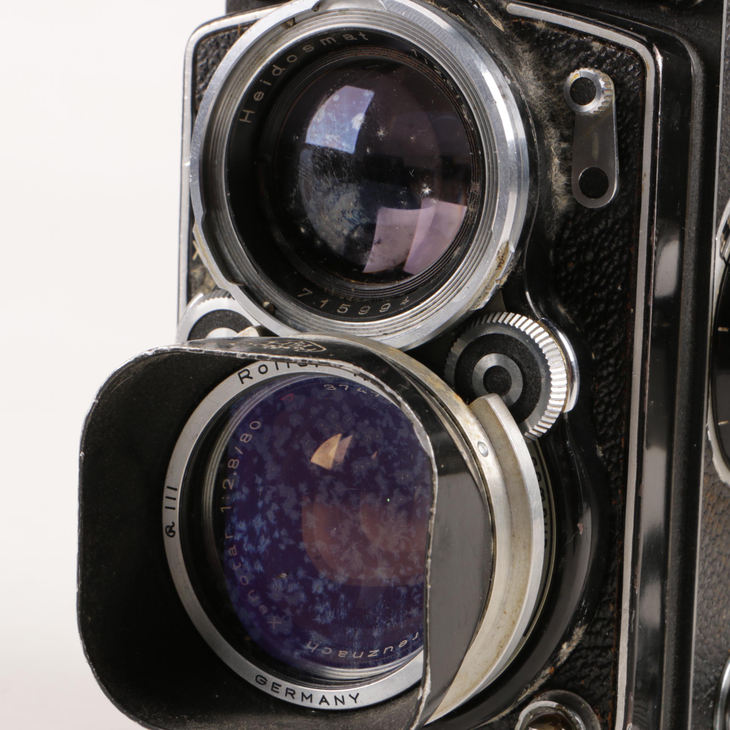 Vintage Rolleiflex Camera and Sunpak Flash