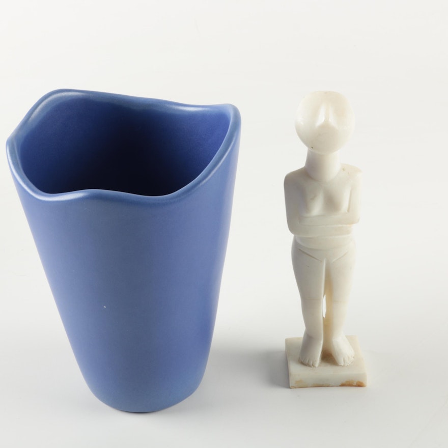 Blue Ceramic Flower Pot and Replica from Antiquity