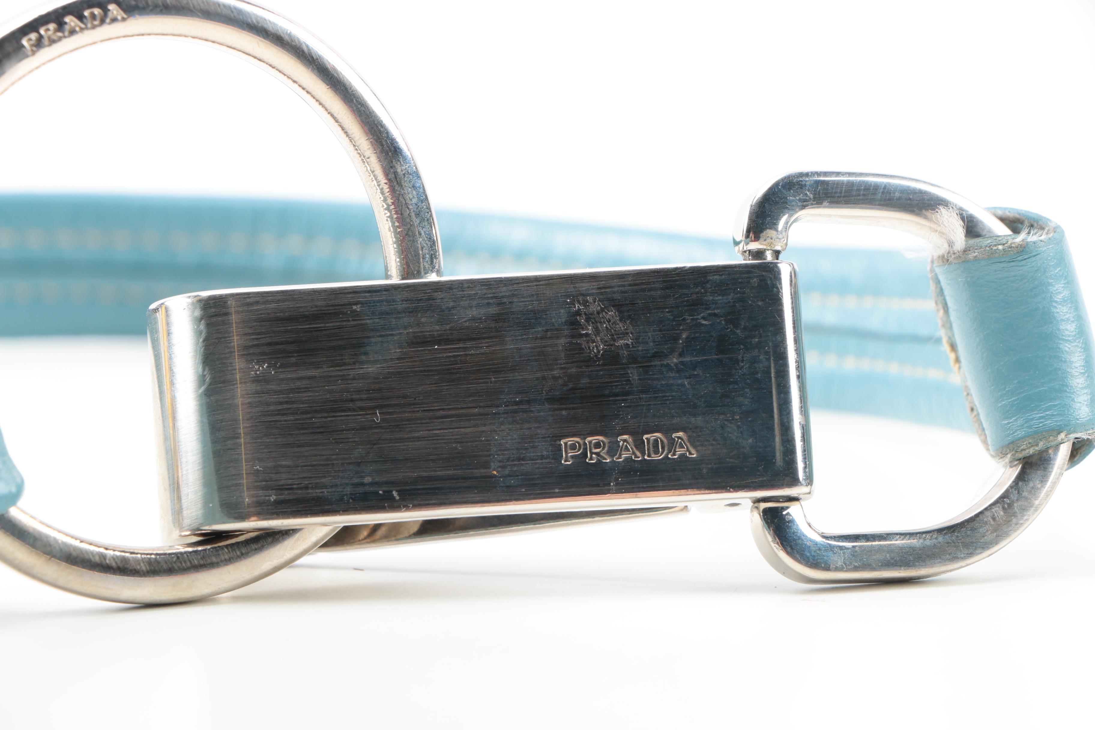 Prada Blue Leather Hobo Bag