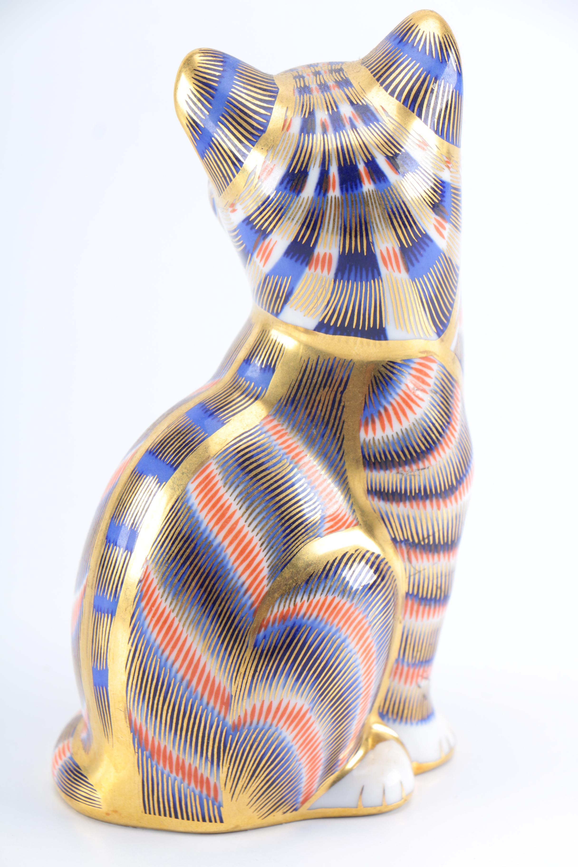 1980s Royal Crown Derby "Imari" Cat Paperweight