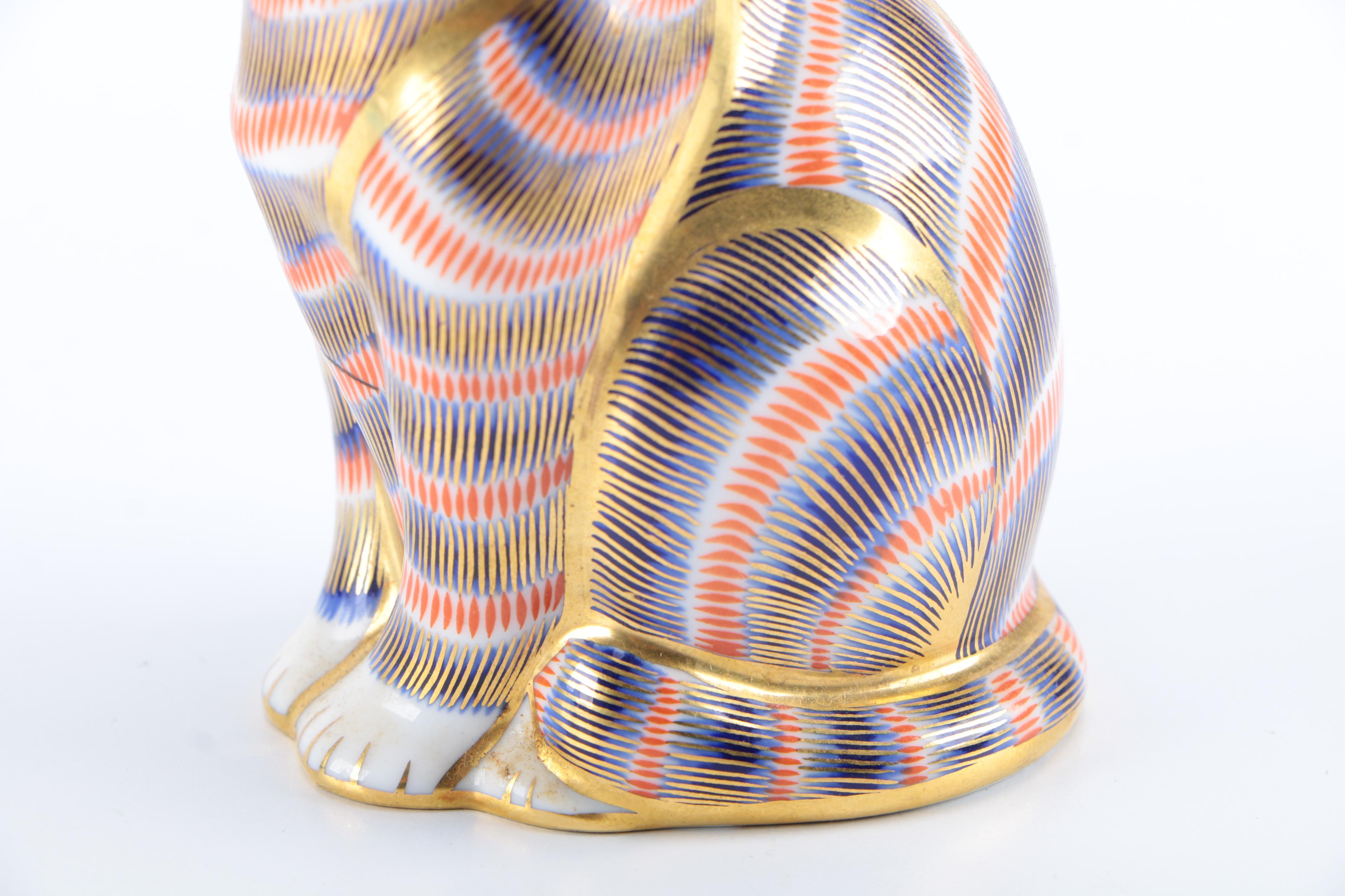 1980s Royal Crown Derby "Imari" Cat Paperweight