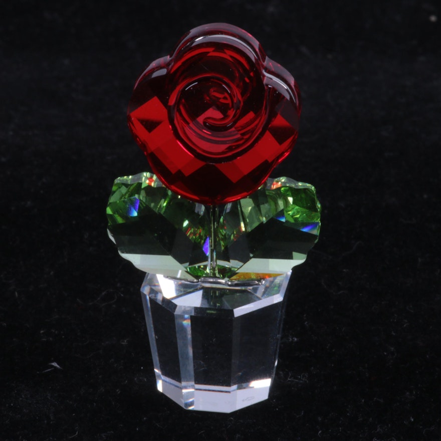 Swarovski Crystal Red Rose Figurine
