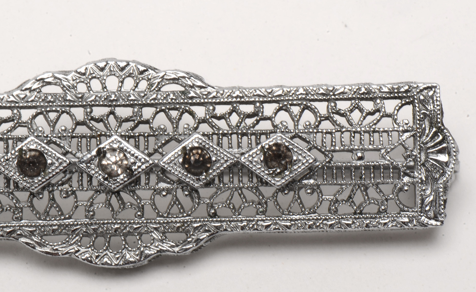 Vintage Sterling Enamel Pin, Puffy Heart Bracelet and a Bar Pin