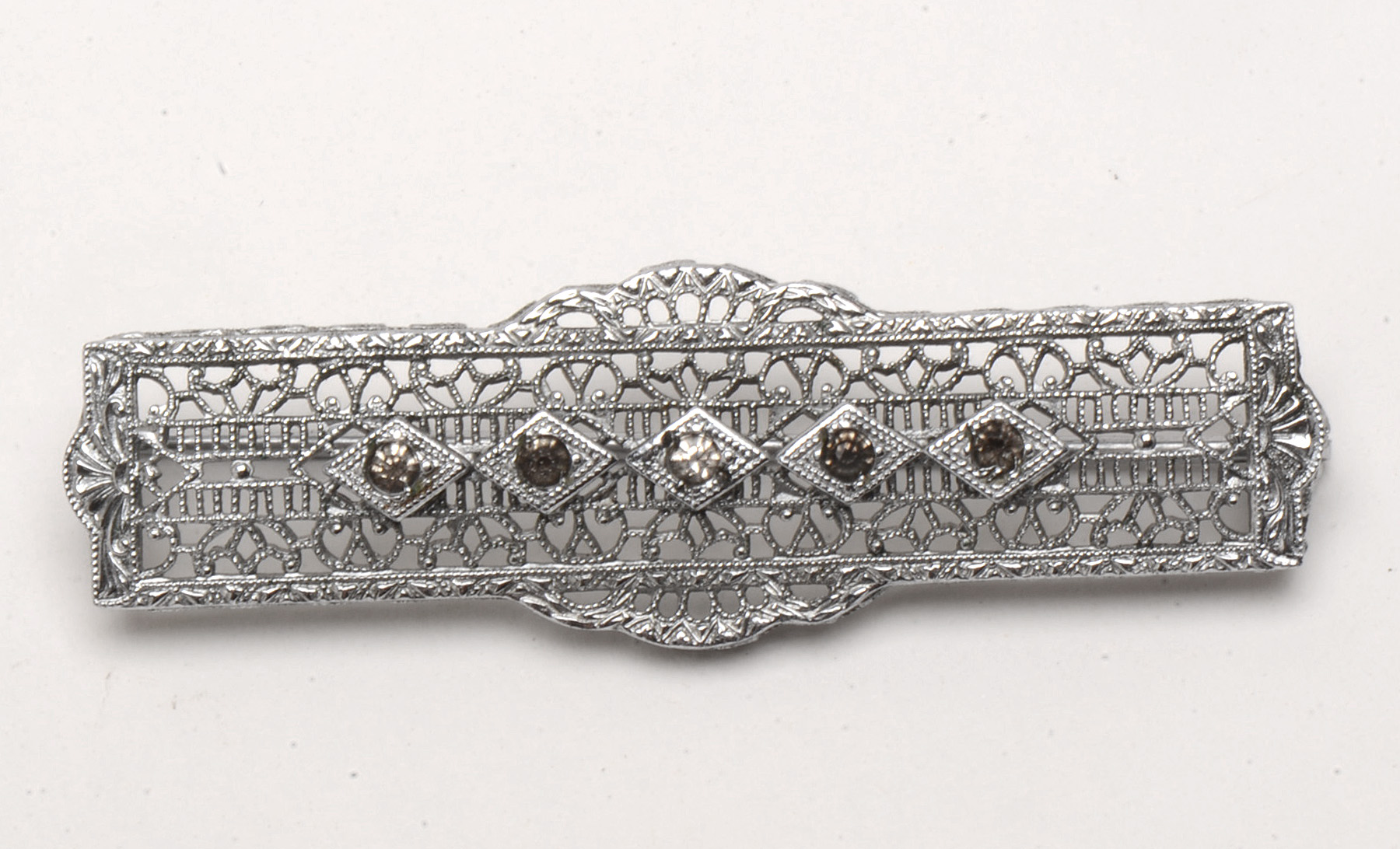 Vintage Sterling Enamel Pin, Puffy Heart Bracelet and a Bar Pin