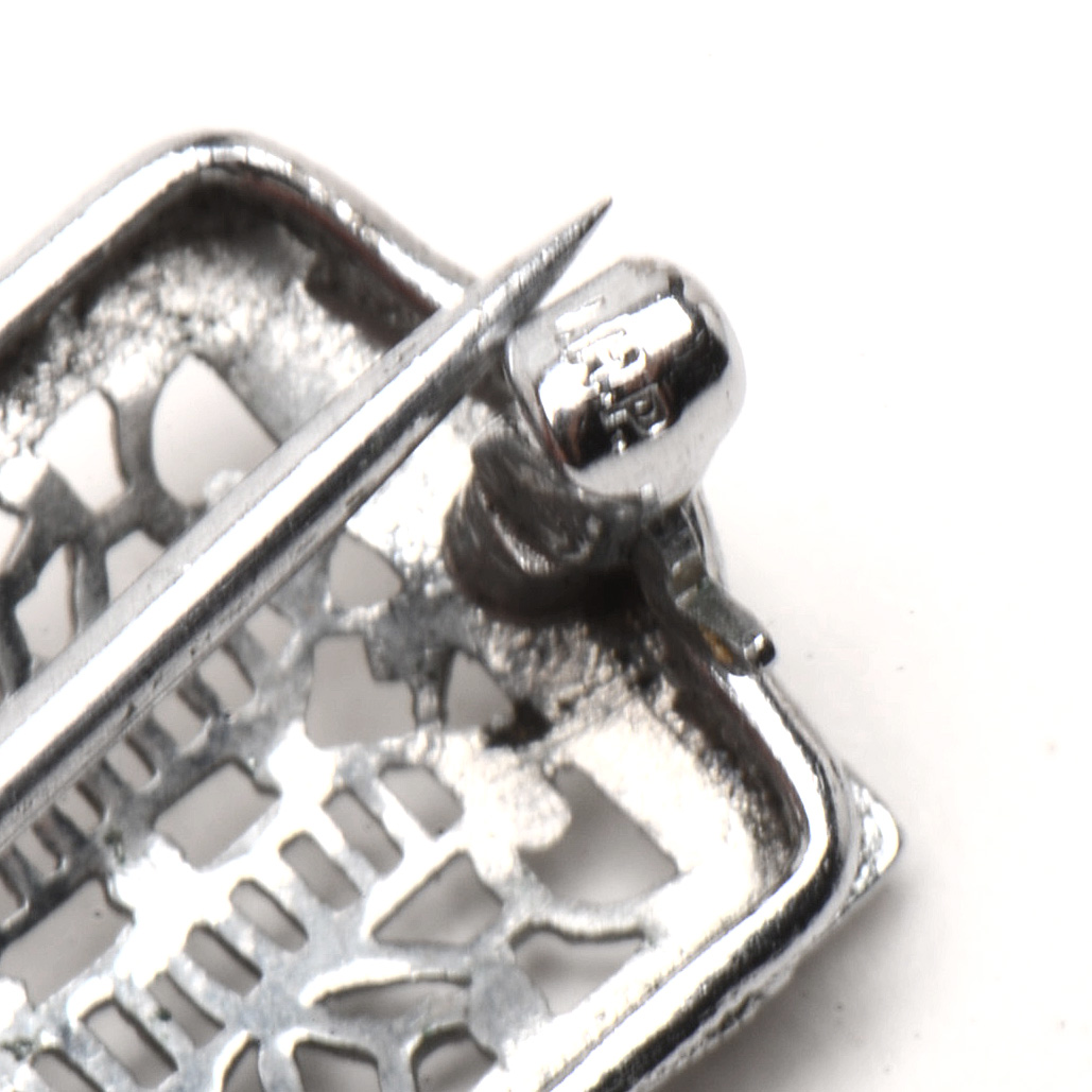 Vintage Sterling Enamel Pin, Puffy Heart Bracelet and a Bar Pin