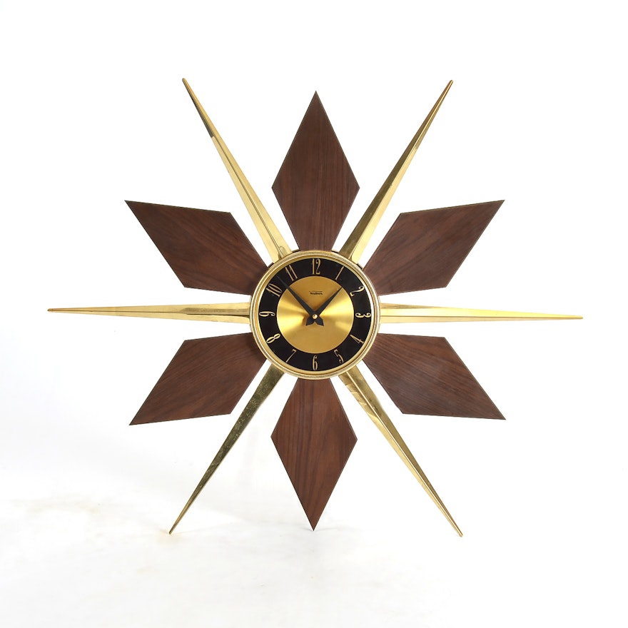 Mid Century Modern Sunburst Wall Clock