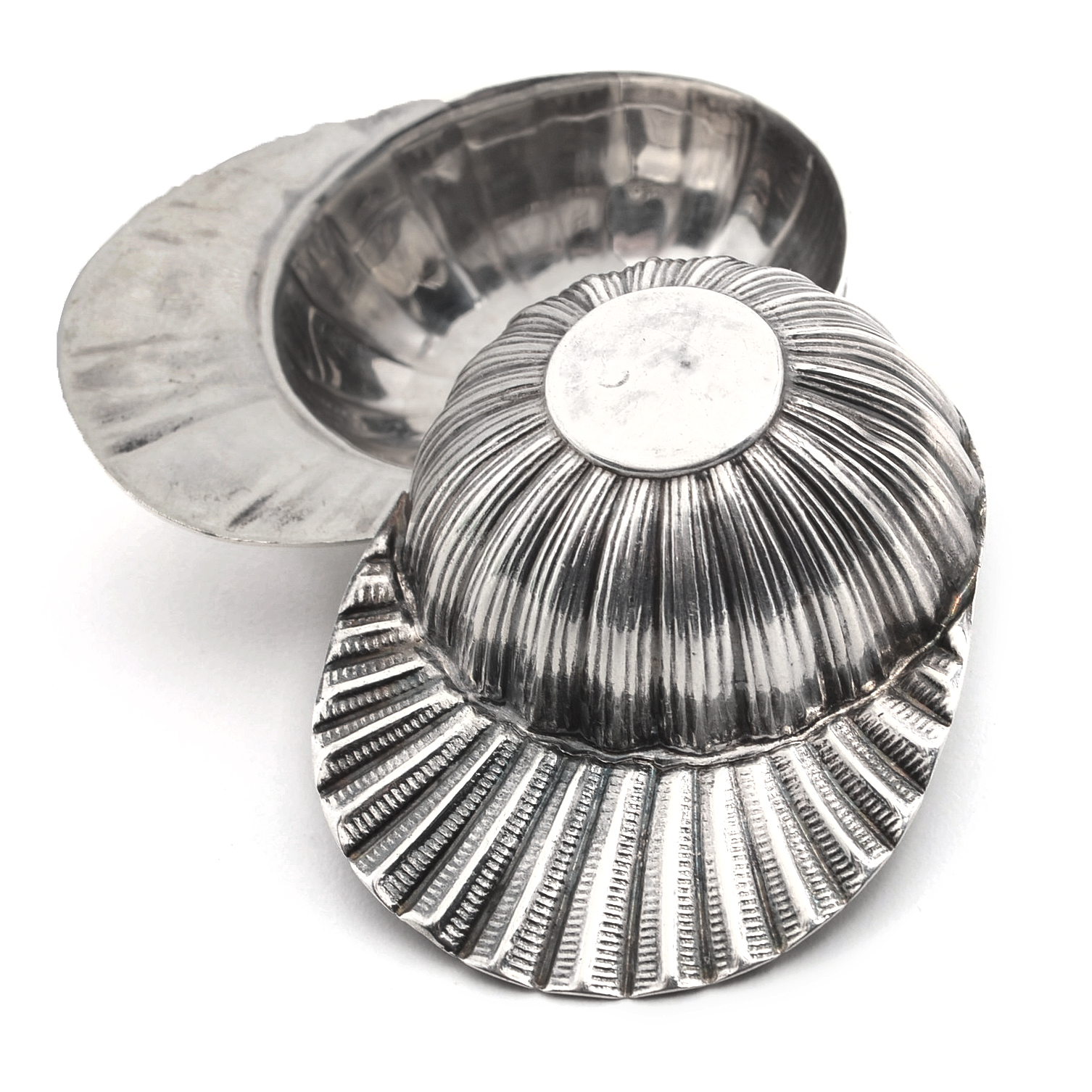 Pair of 18th and 20th Century Sterling Silver Jockey Cap Tea Caddy Spoons