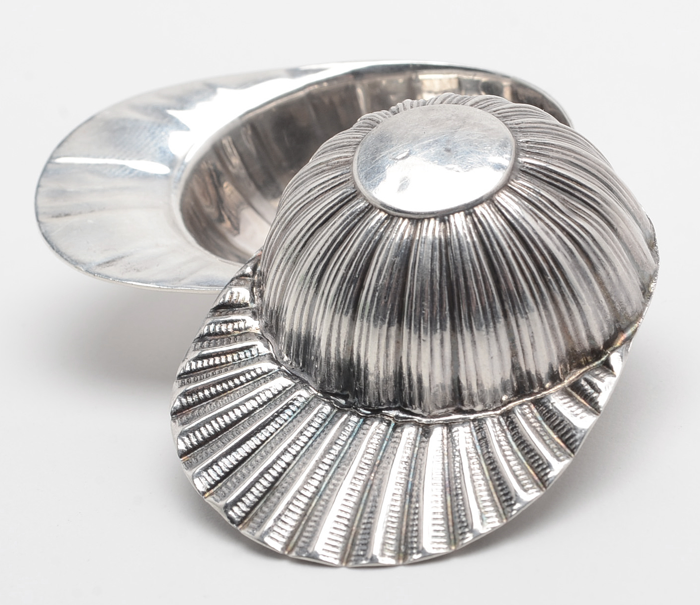 Pair of 18th and 20th Century Sterling Silver Jockey Cap Tea Caddy Spoons