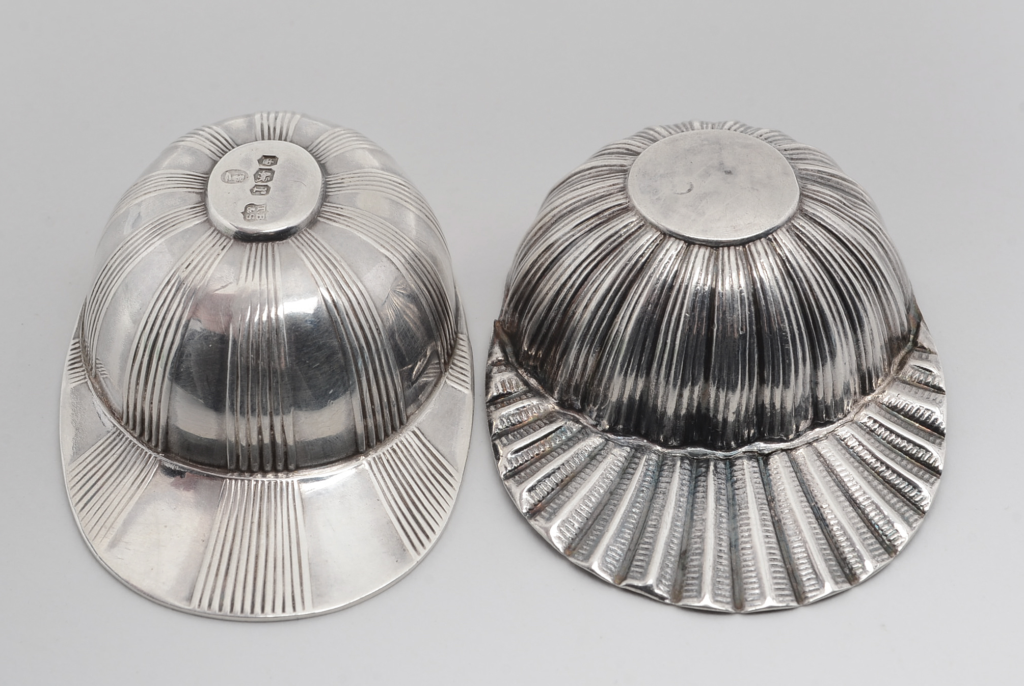 Pair of 18th and 20th Century Sterling Silver Jockey Cap Tea Caddy Spoons