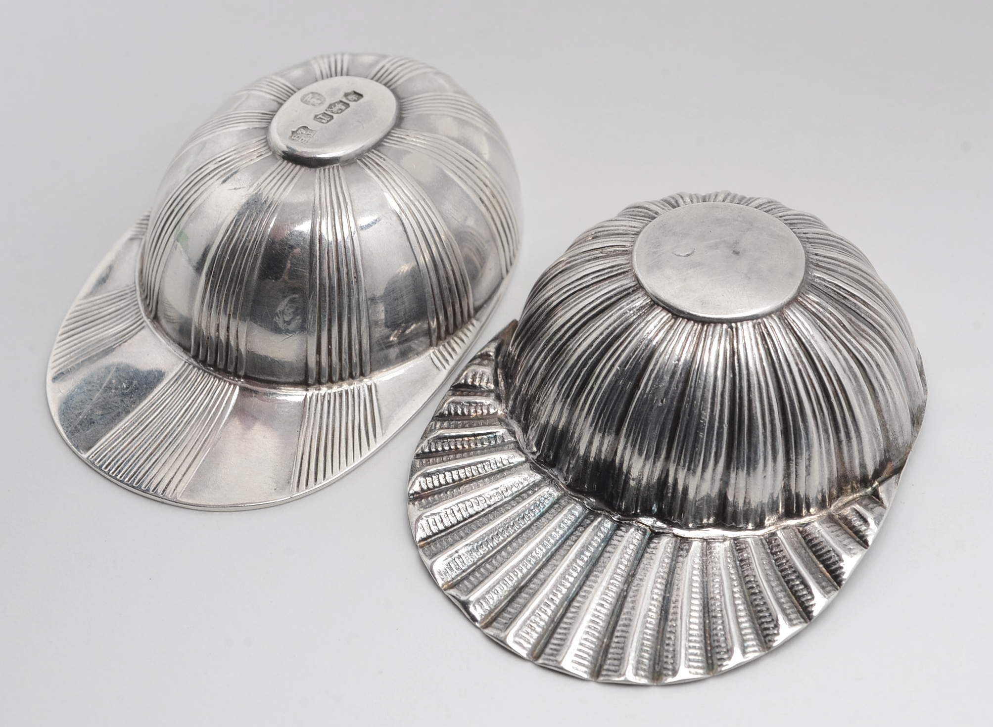 Pair of 18th and 20th Century Sterling Silver Jockey Cap Tea Caddy Spoons