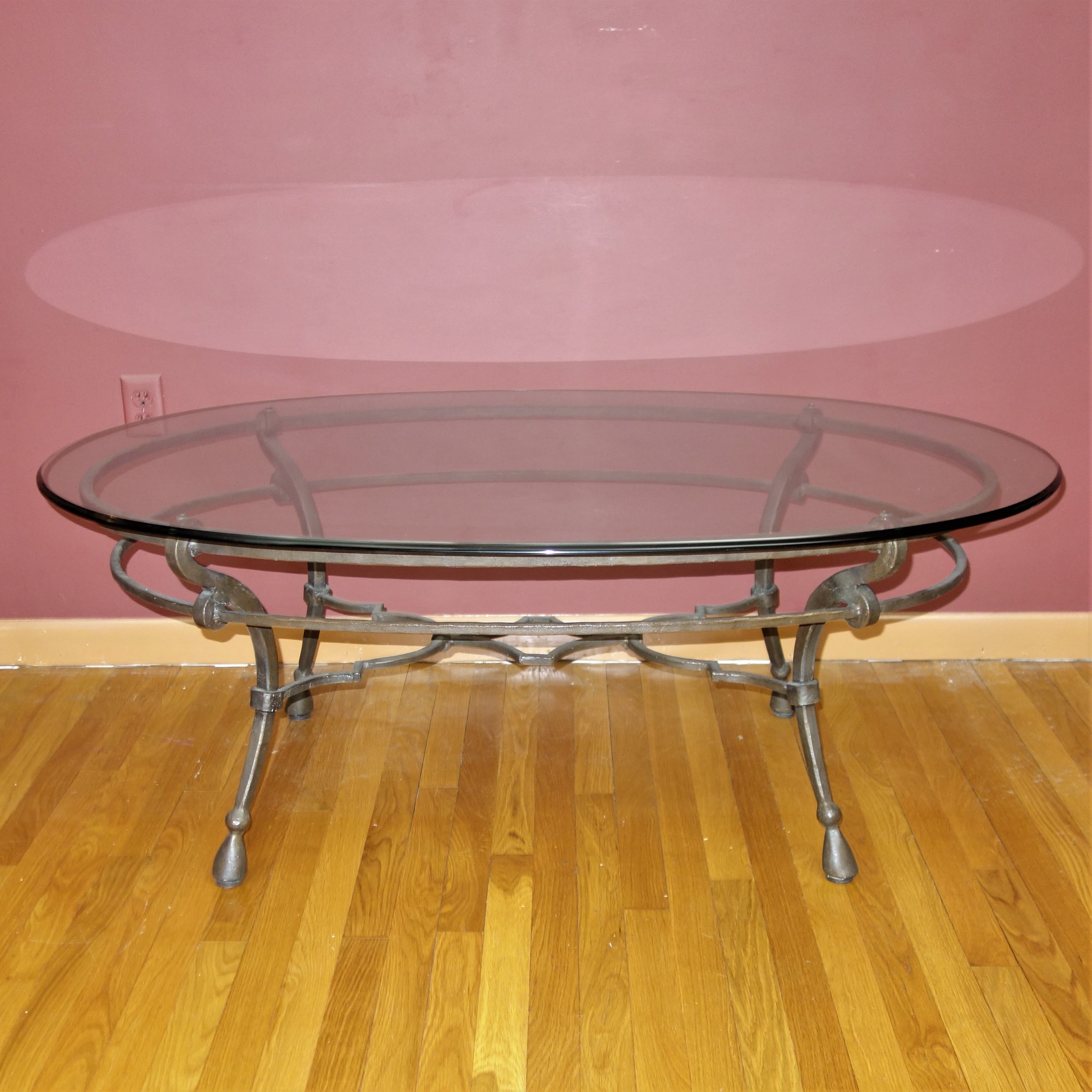 Contemporary Metal Glass Top Coffee Table