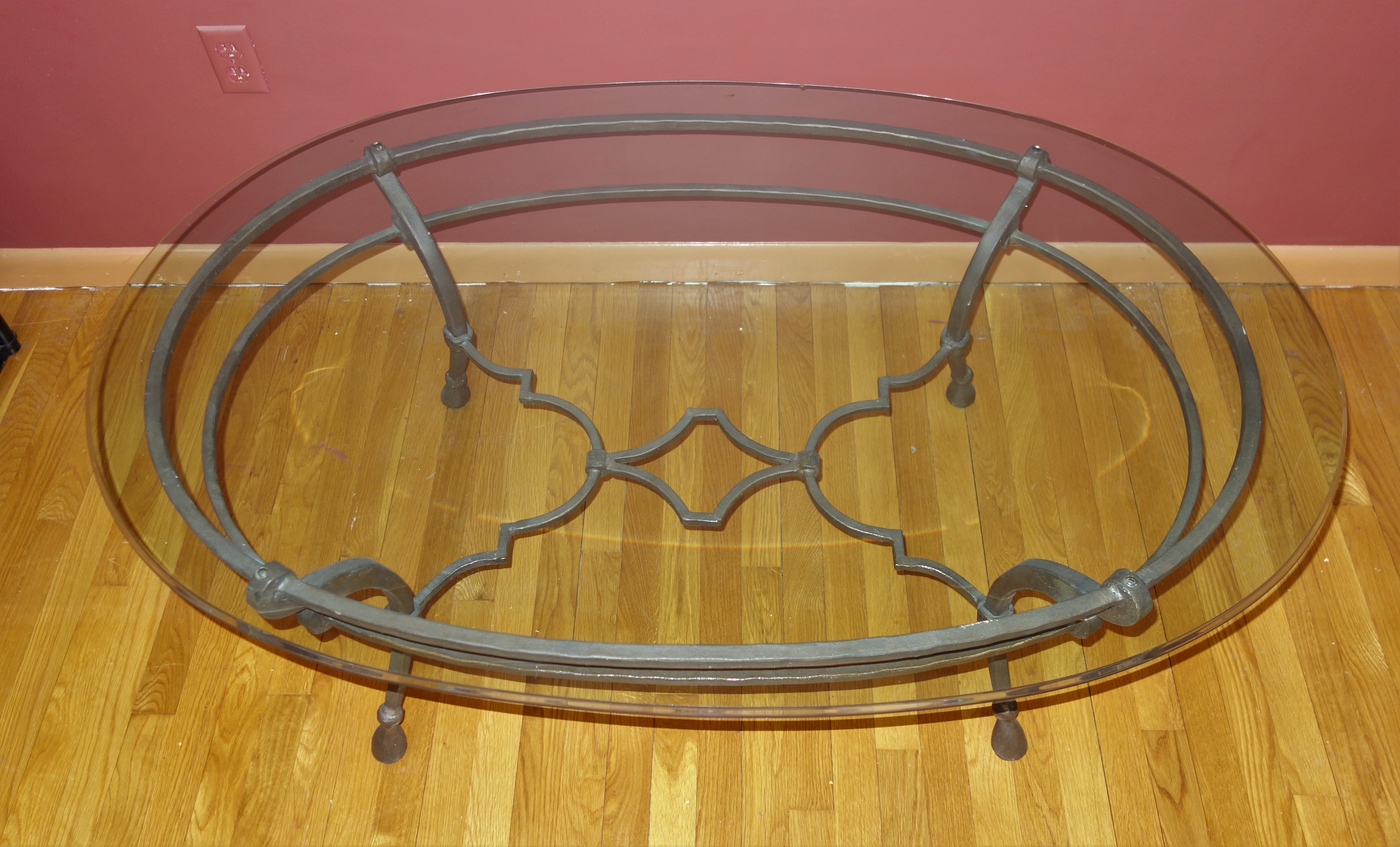 Contemporary Metal Glass Top Coffee Table