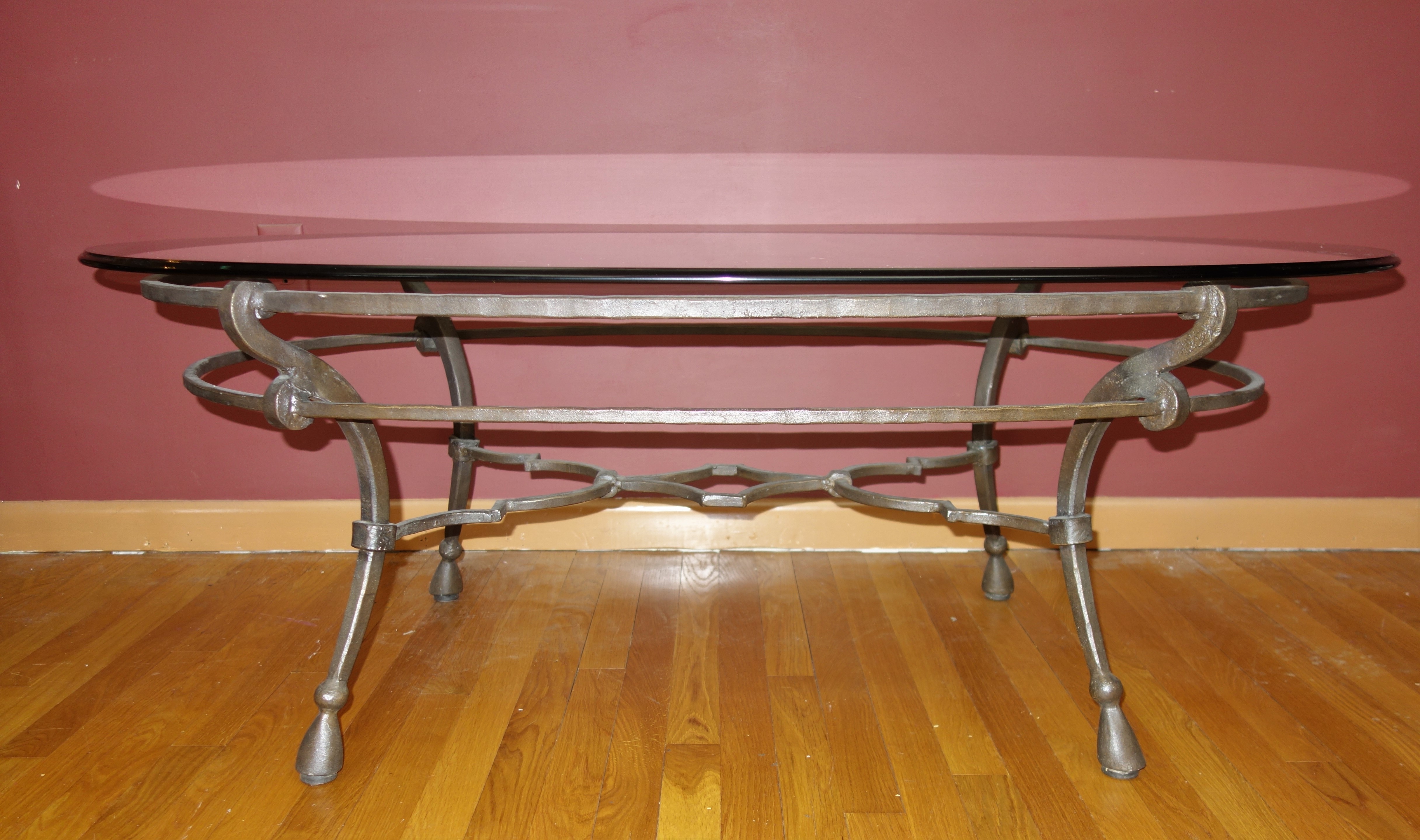 Contemporary Metal Glass Top Coffee Table