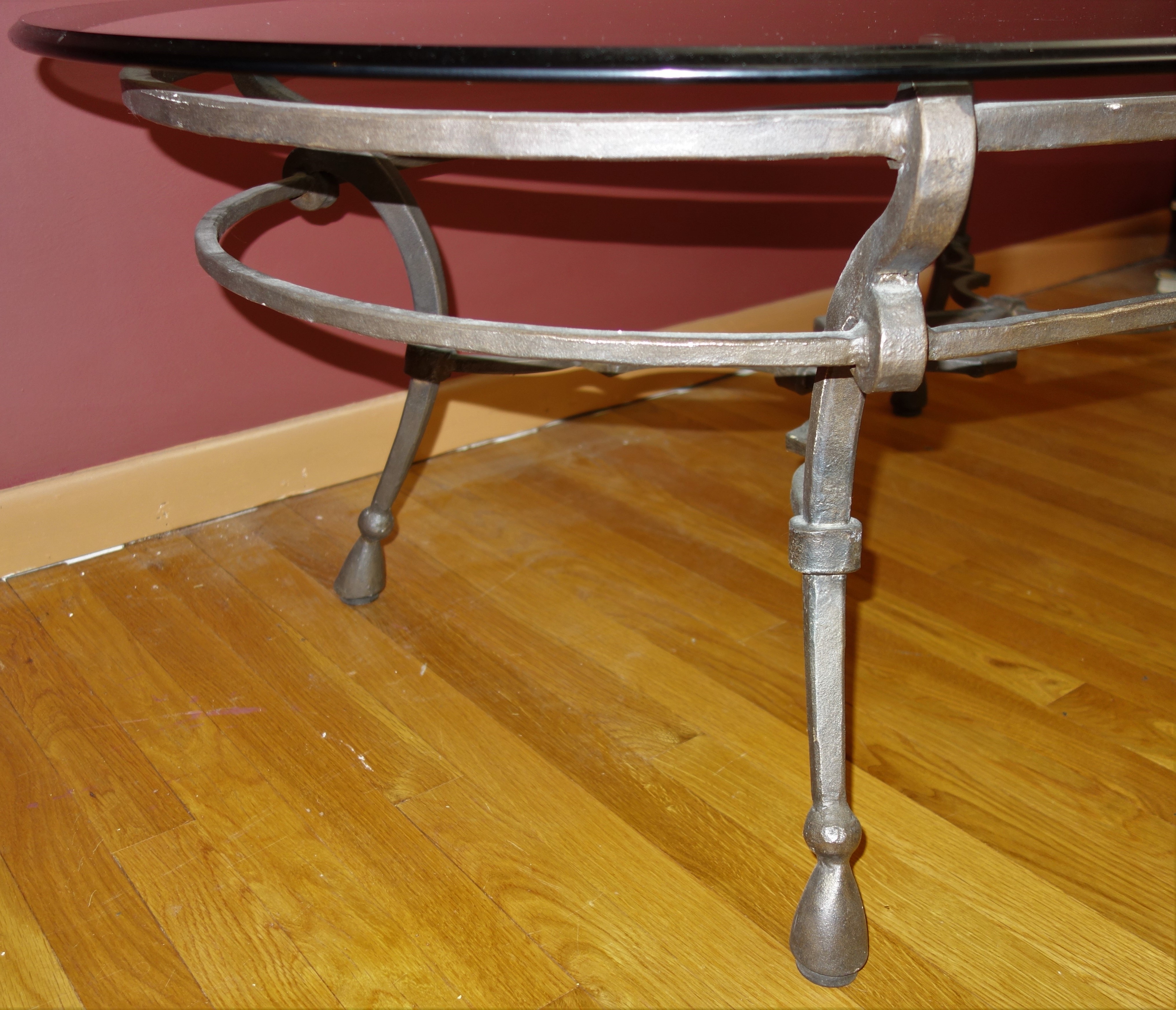 Contemporary Metal Glass Top Coffee Table